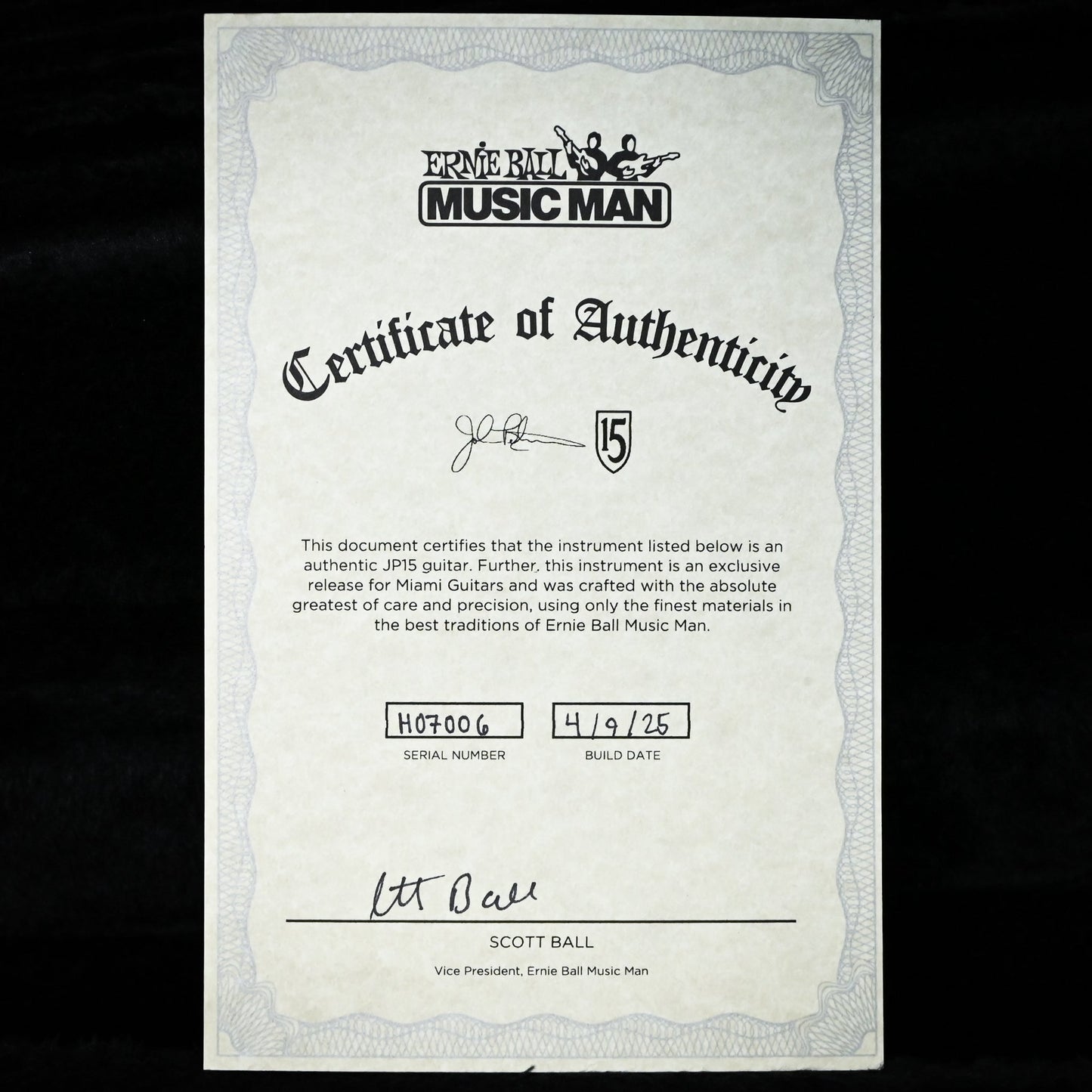 Ernie Ball Music Man JP15 Emerald Glow Roasted/ Figured Maple Neck *Miami Guitar Exclusive* 2025 (H07006)