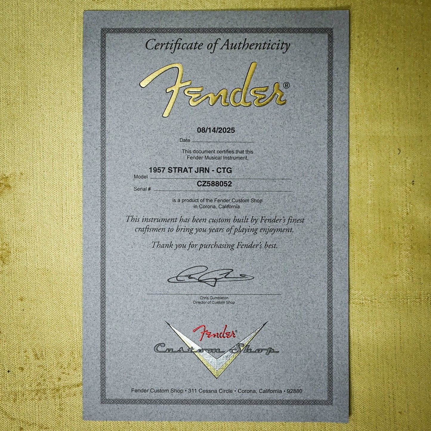 Fender Custom Shop 1957 Stratocaster Journeyman- Candy Tangerine 2025 (CZ588052)