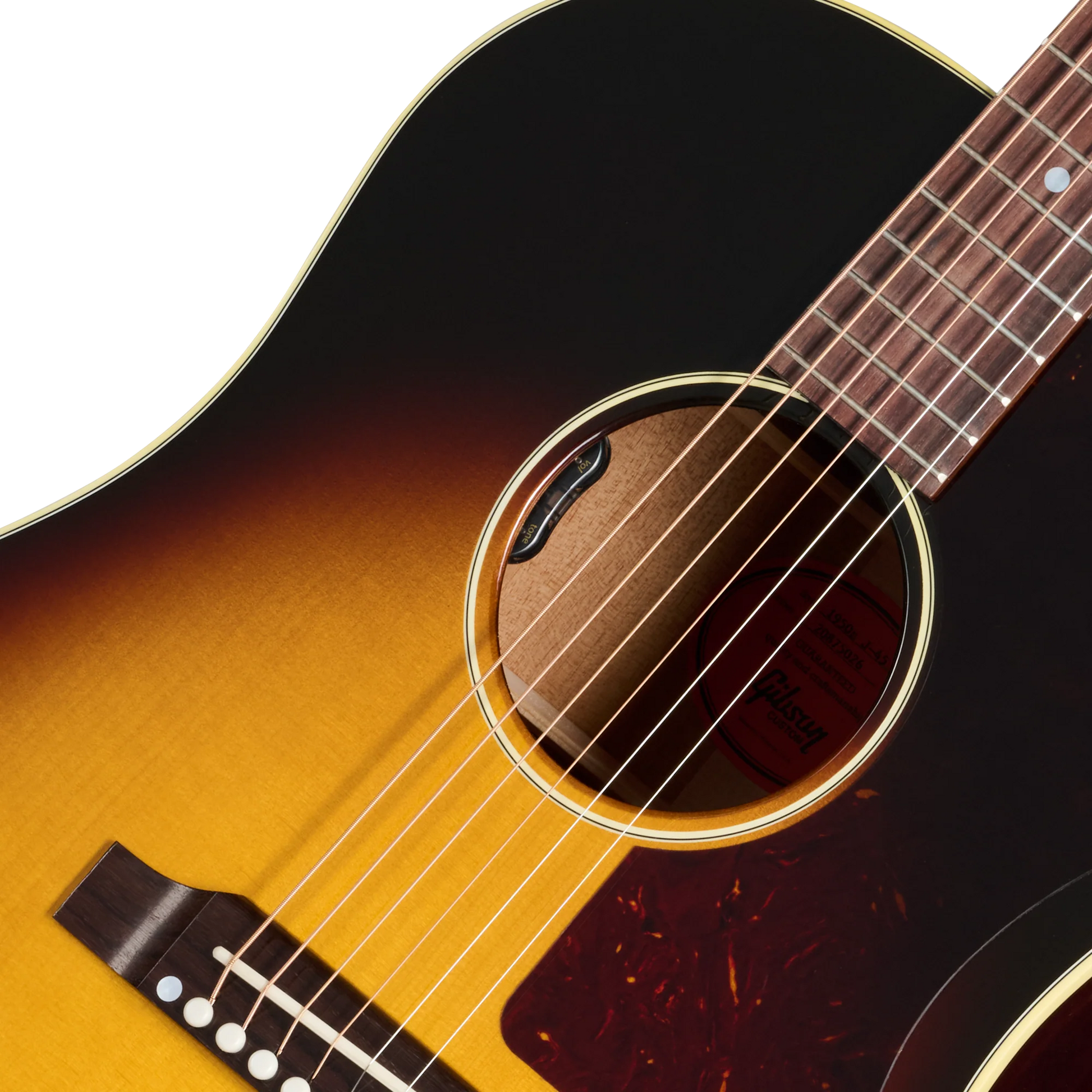 Gibson Custom J-45 50s with Red Spruce Top, Wide Vintage Sunburst