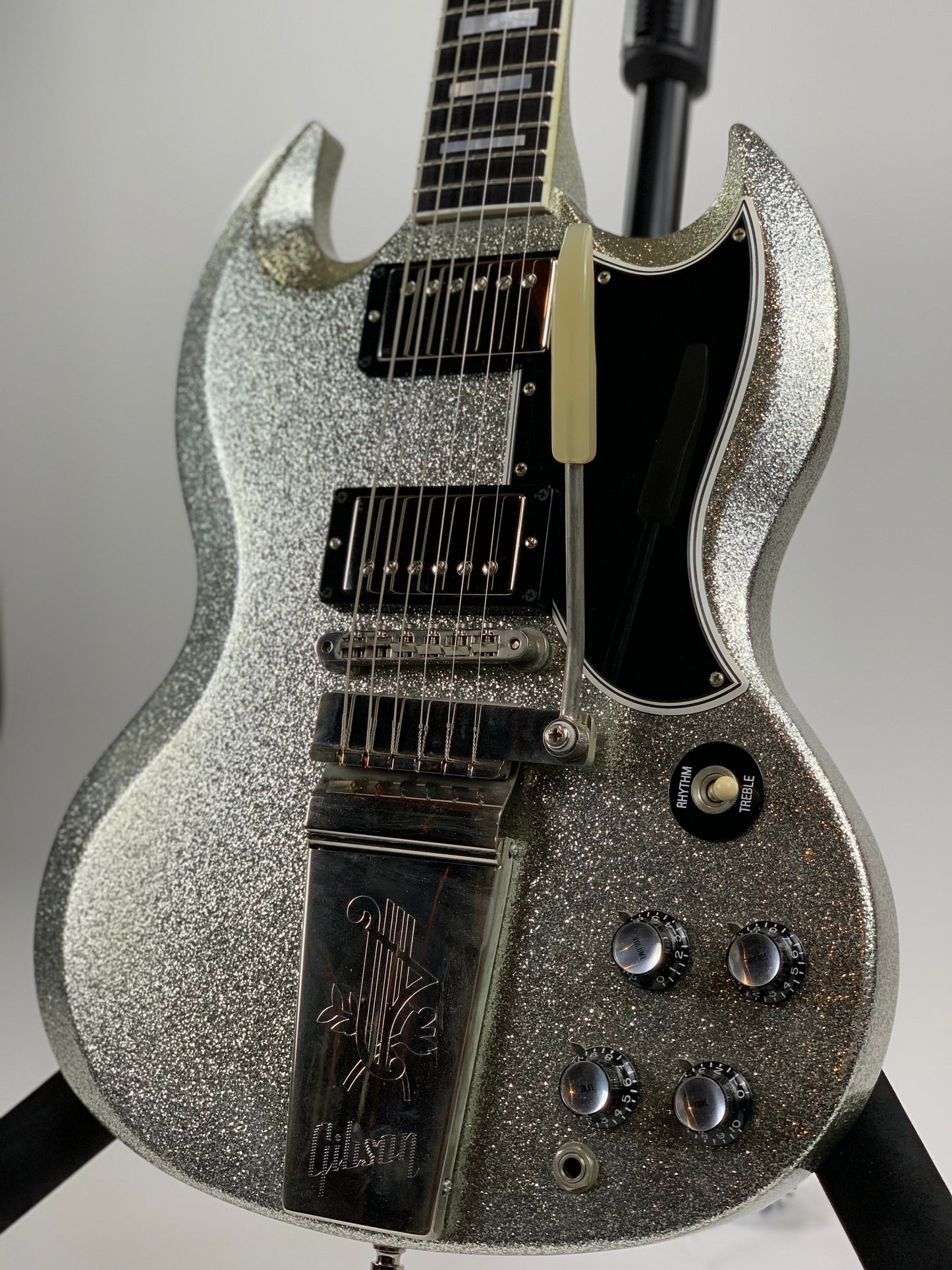 2007 Gibson Custom Shop SPARKLE Silver SG Les Paul Custom w Maestro