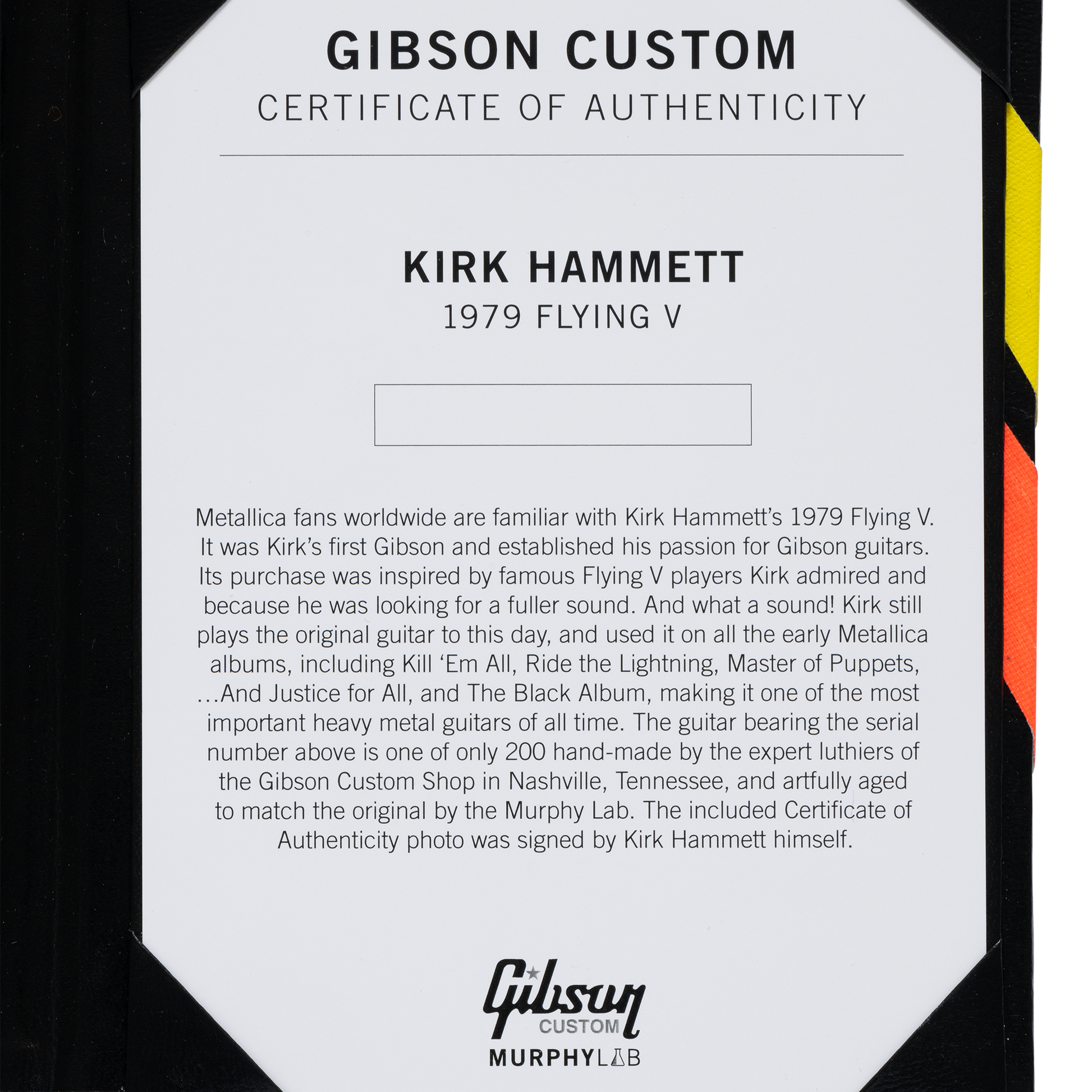 Gibson Custom Kirk Hammett 1979 Flying V, Ebony