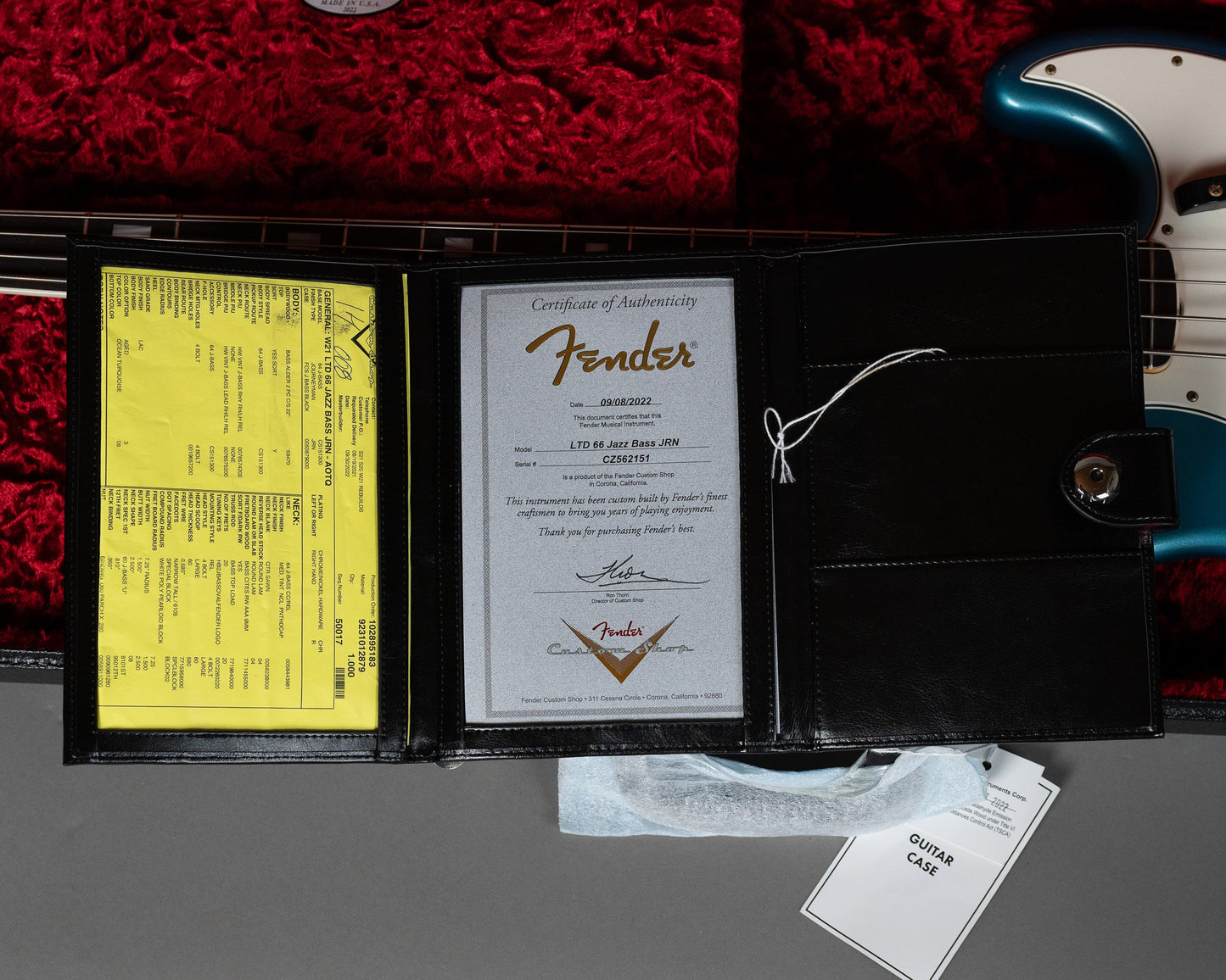 2022 Fender Custom Shop Limited Edition '66 Jazz Bass (USA, Ocean Turquoise, OHSC)