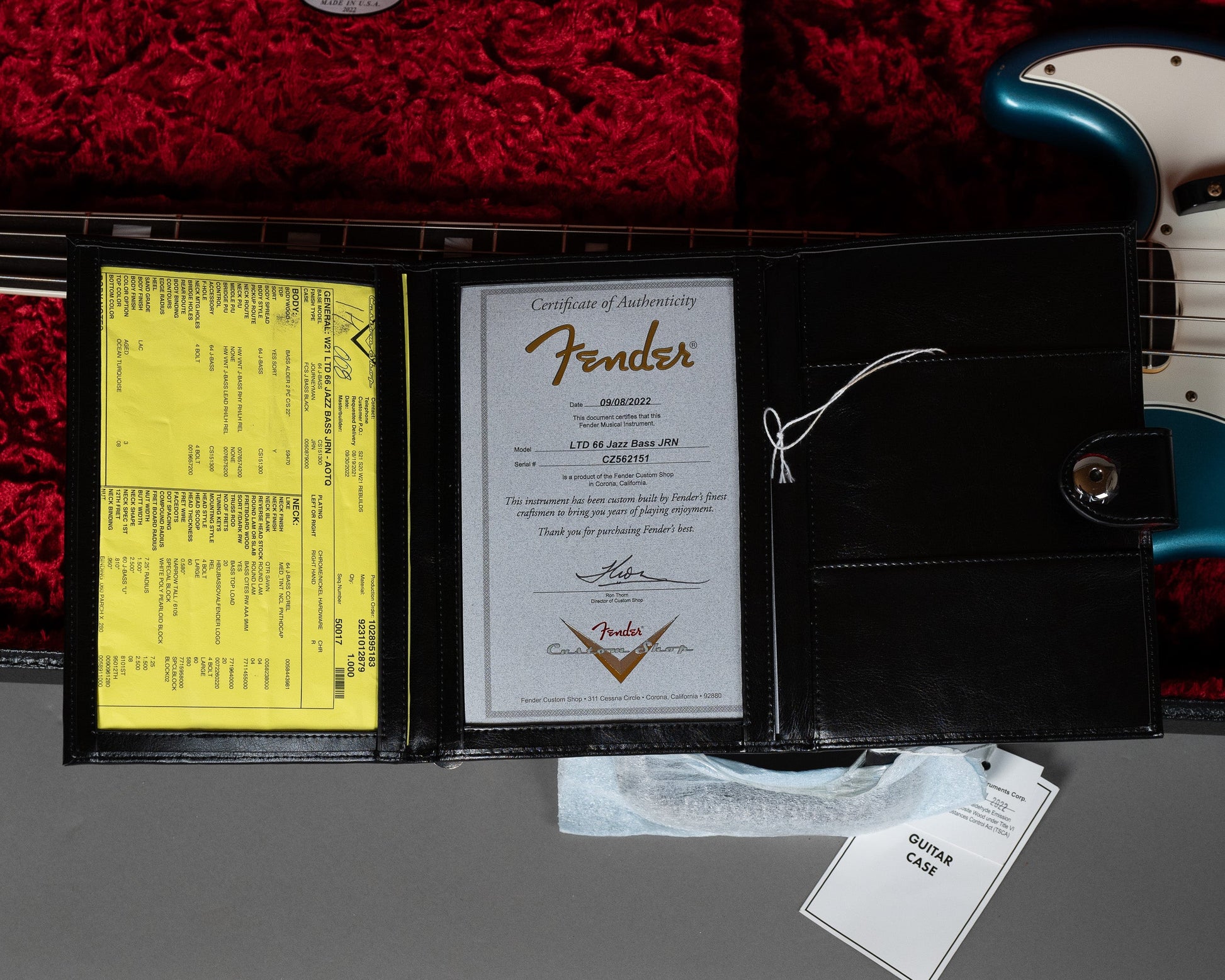 2022 Fender Custom Shop Limited Edition '66 Jazz Bass (USA, Ocean Turquoise, OHSC)