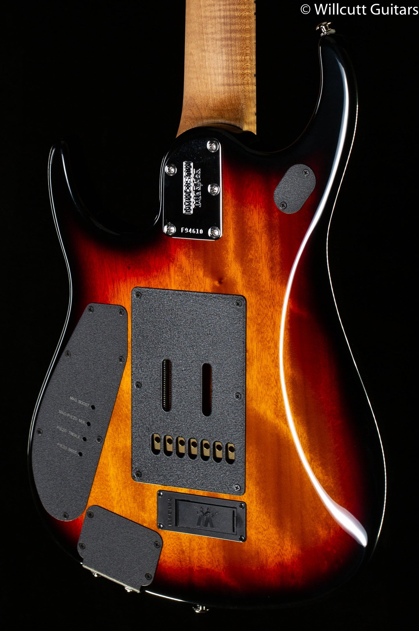 Ernie Ball Music Man JP15 7 string Tiger Eye Quilt Top (610)