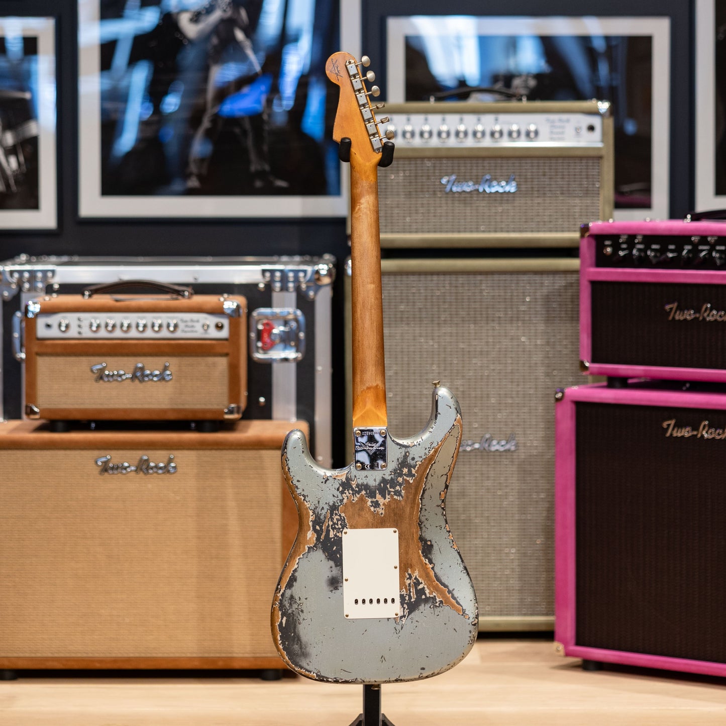 Fender Custom Shop 65 Stratocaster Super Heavy Relic - Super Faded Fire Mist Silver Over Charcoal Frost Metallic