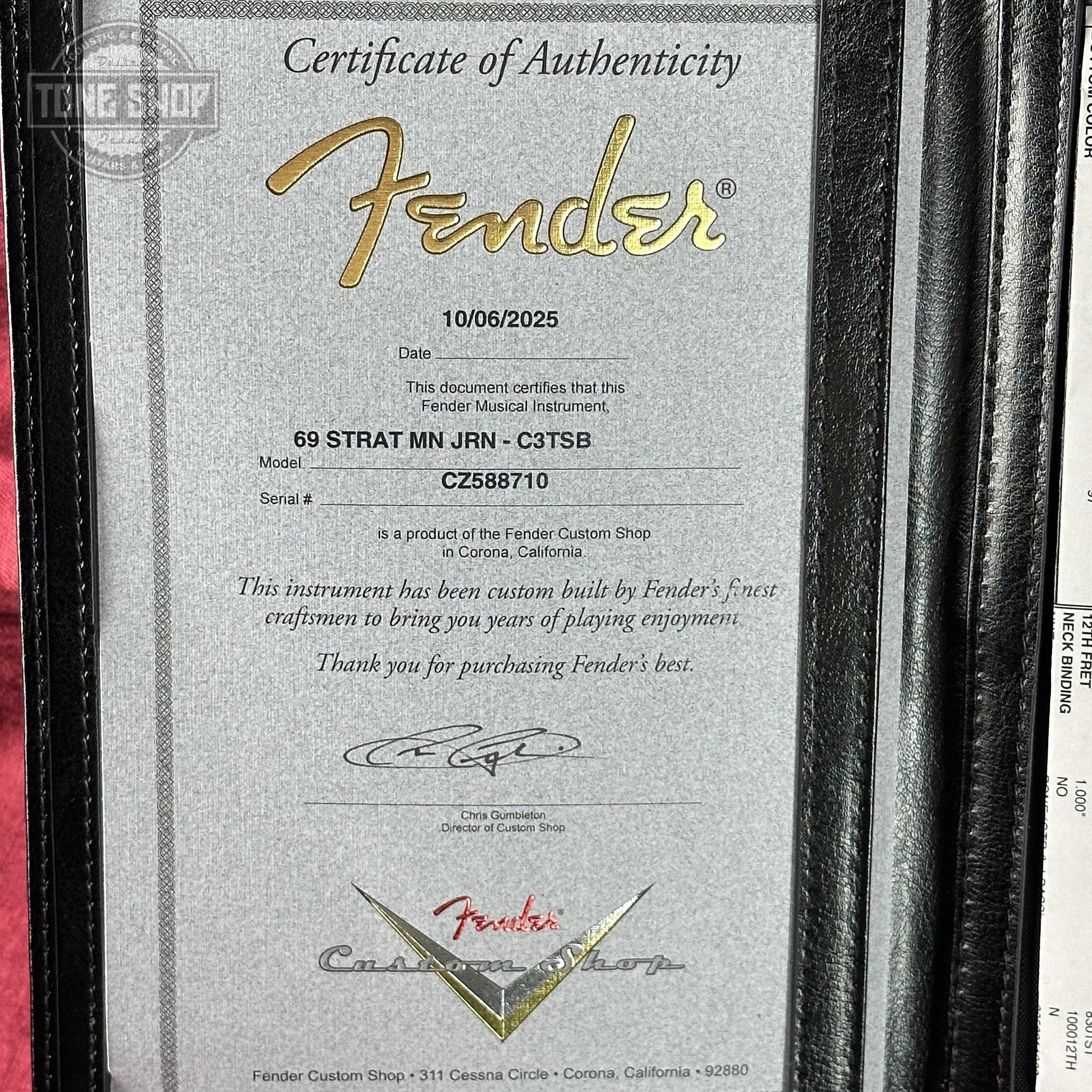 Fender Custom Shop 1969 Stratocaster Journeyman Relic Chocolate 3 Tone Sunburst w/case CZ588710