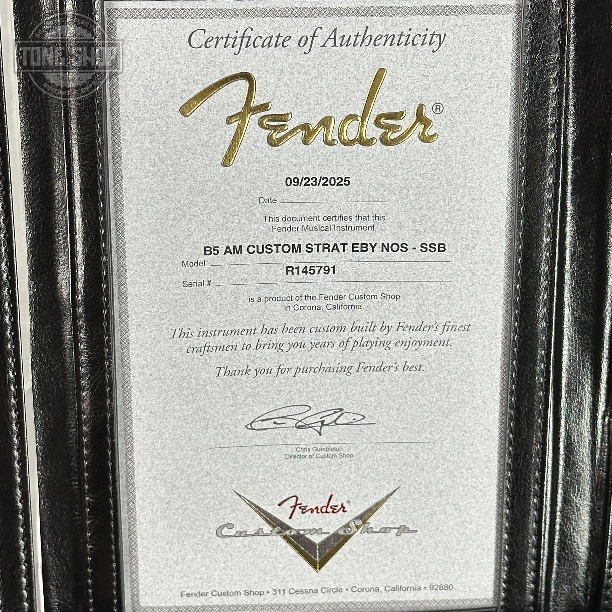 Fender Custom Shop American Custom Stratocaster NOS Ebony Fingerboard Sienna Sunburst w/case