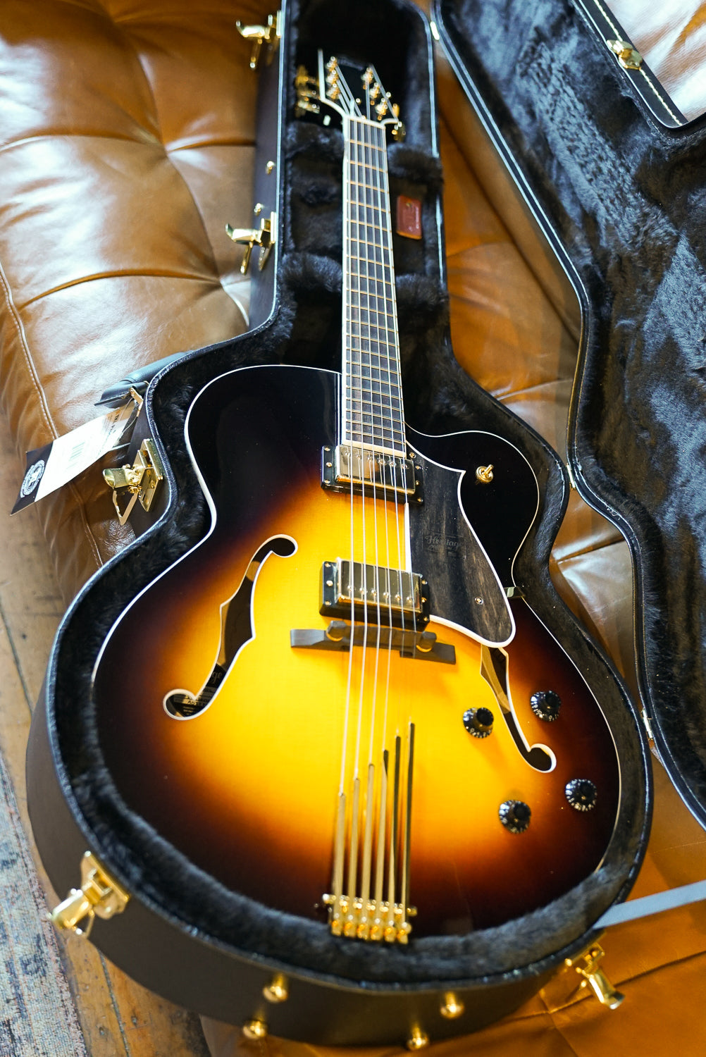 Heritage Eagle Classic Hollow Electric Guitar with Case - Original Sunburst