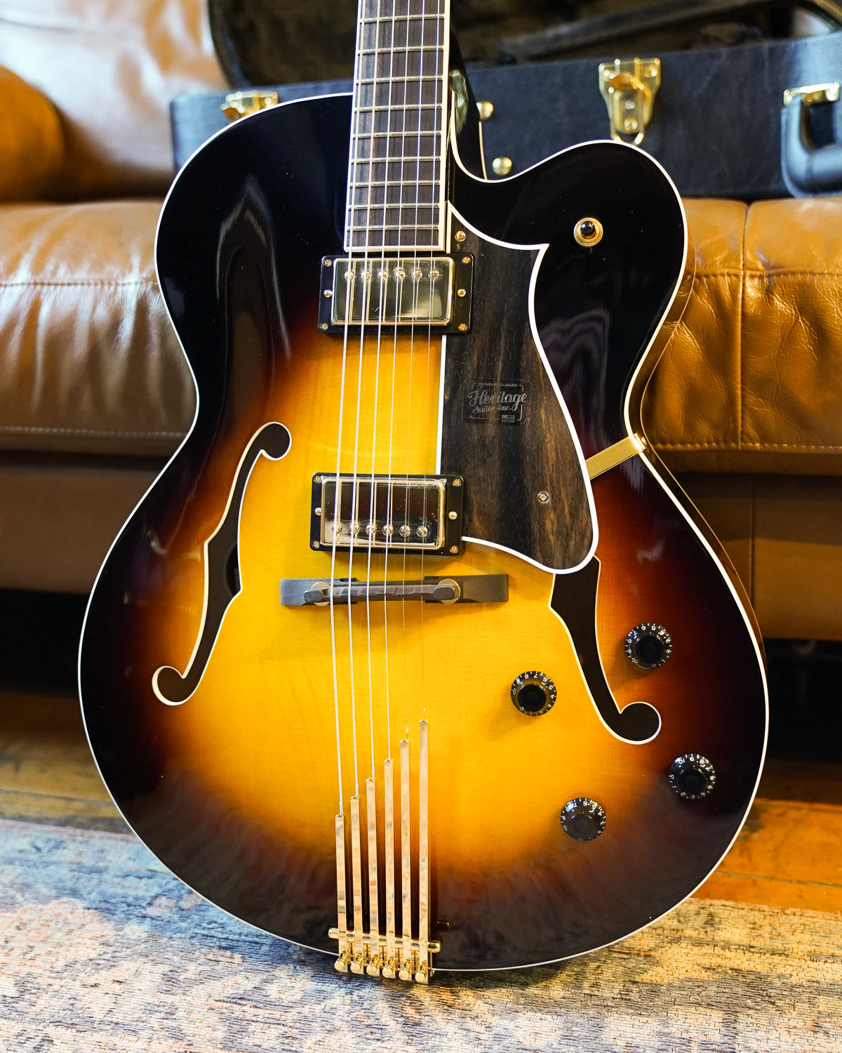 Heritage Eagle Classic Hollow Electric Guitar with Case - Original Sunburst