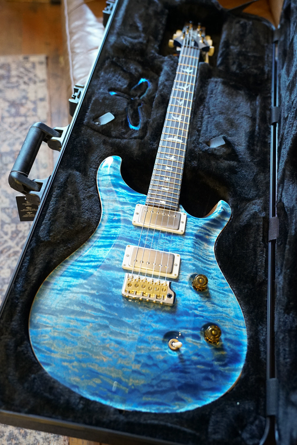 PRS Wood Library Custom 24, Quilt Maple 10 Top / Flame Maple Neck - Faded Blue Jean