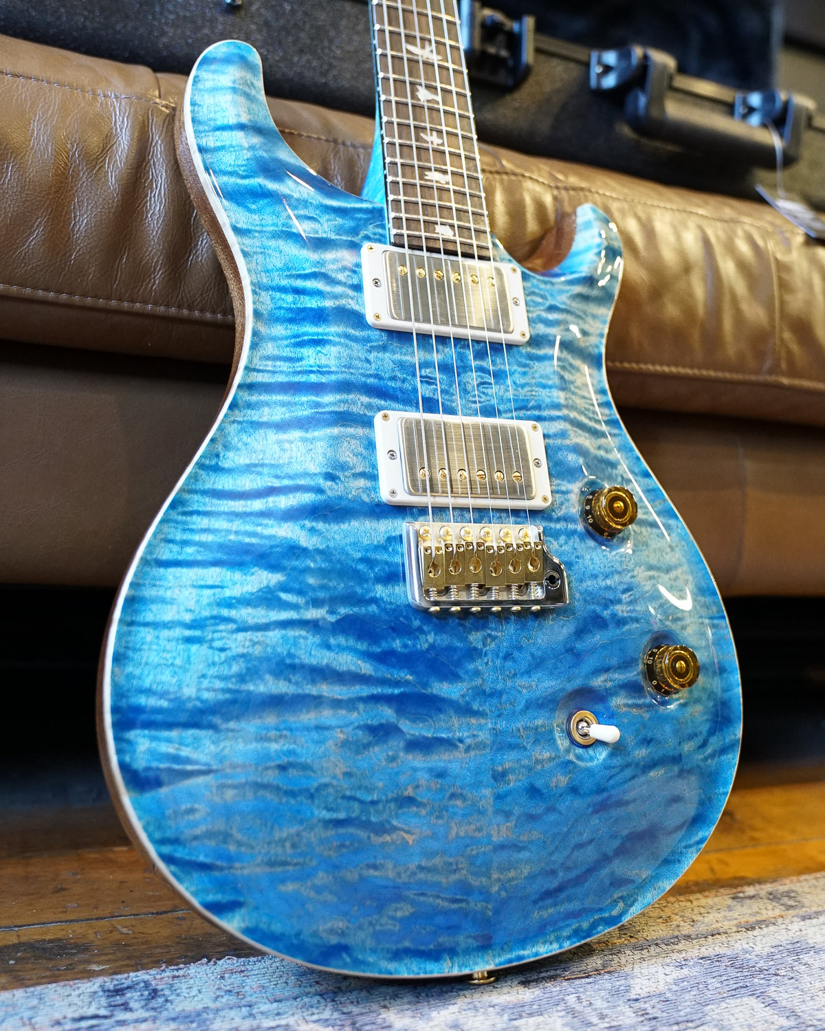 PRS Wood Library Custom 24, Quilt Maple 10 Top / Flame Maple Neck - Faded Blue Jean