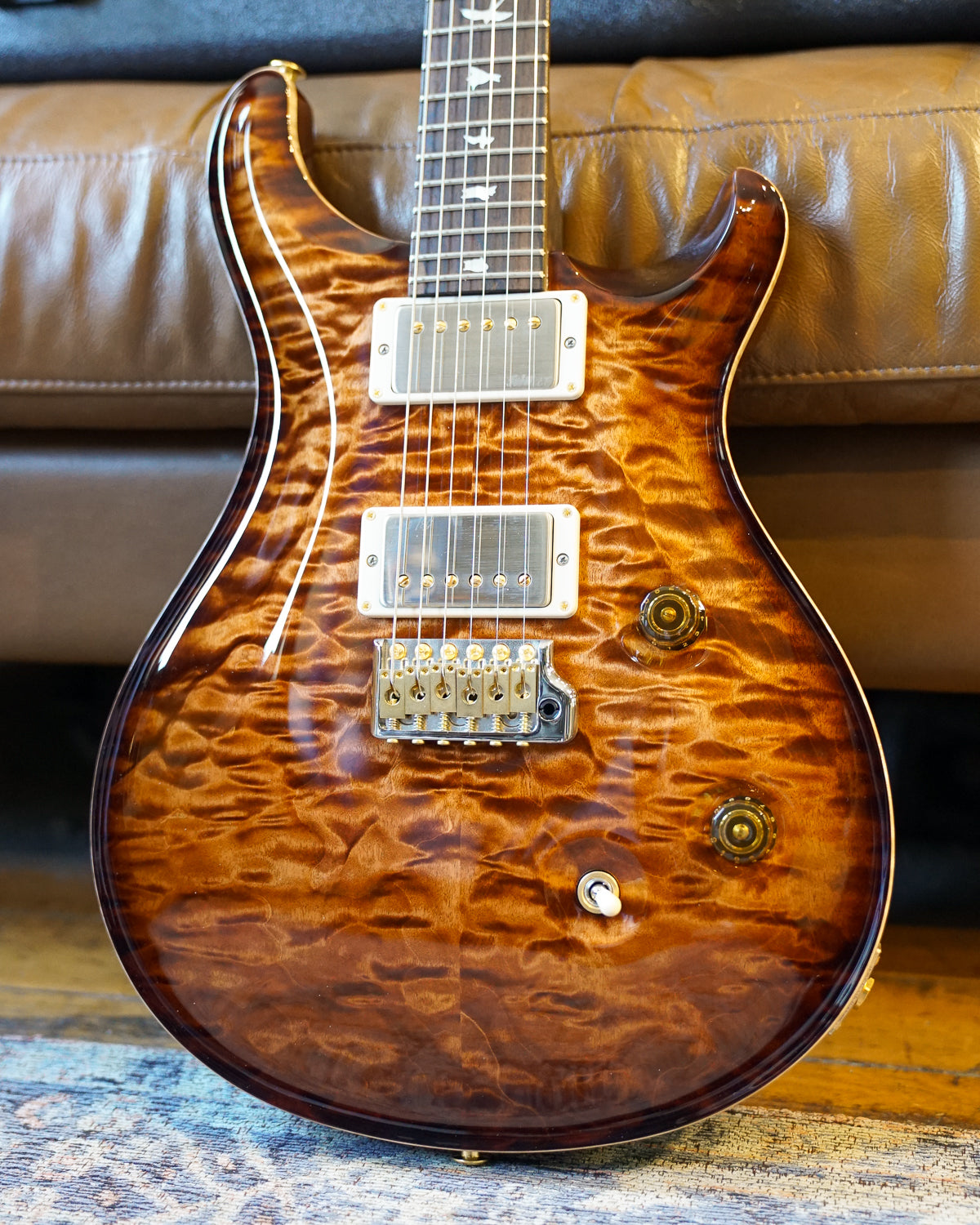 PRS Wood Library Custom 24, Quilt Maple 10 Top / East Indian Rosewood Neck - Copperhead Burst