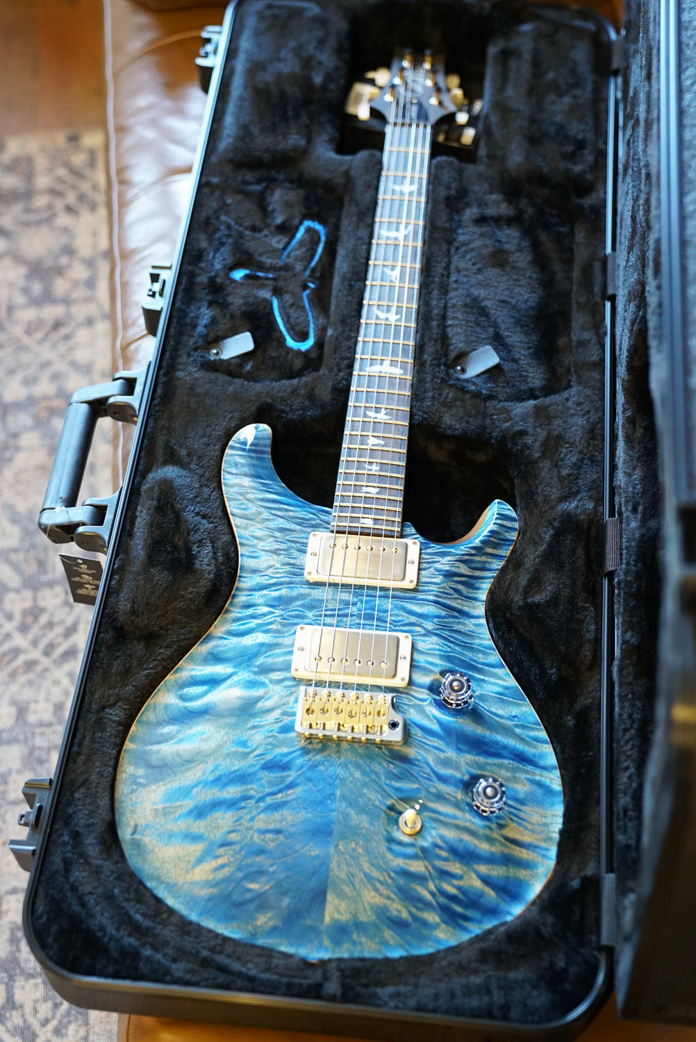 PRS Wood Library Custom 24, Quilt Maple 10 Top / East Indian Rosewood Neck - Faded Blue Jean