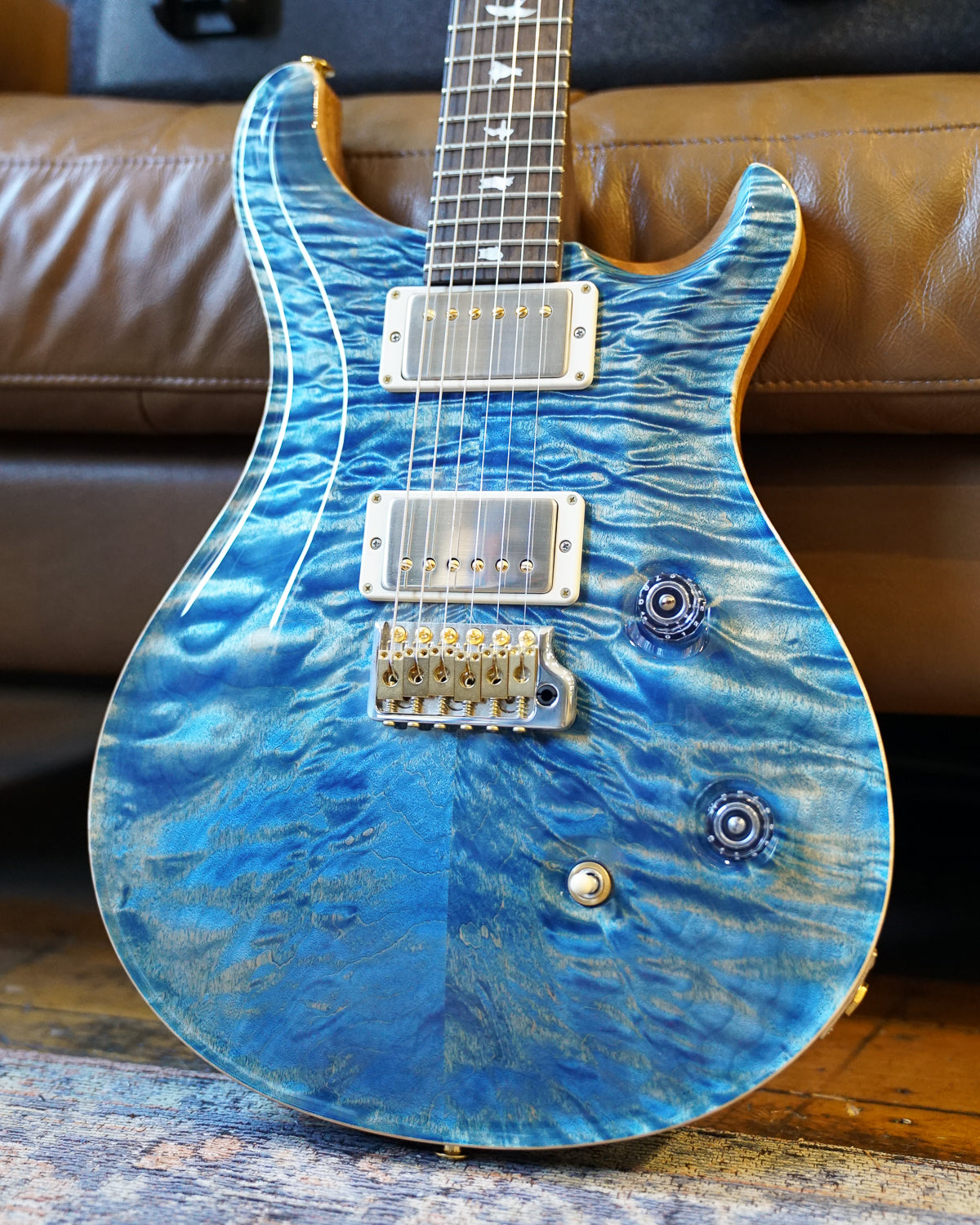 PRS Wood Library Custom 24, Quilt Maple 10 Top / East Indian Rosewood Neck - Faded Blue Jean