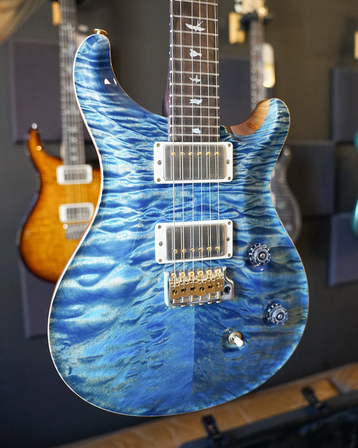 PRS Wood Library Custom 24, Quilt Maple 10 Top / East Indian Rosewood Neck - Faded Blue Jean