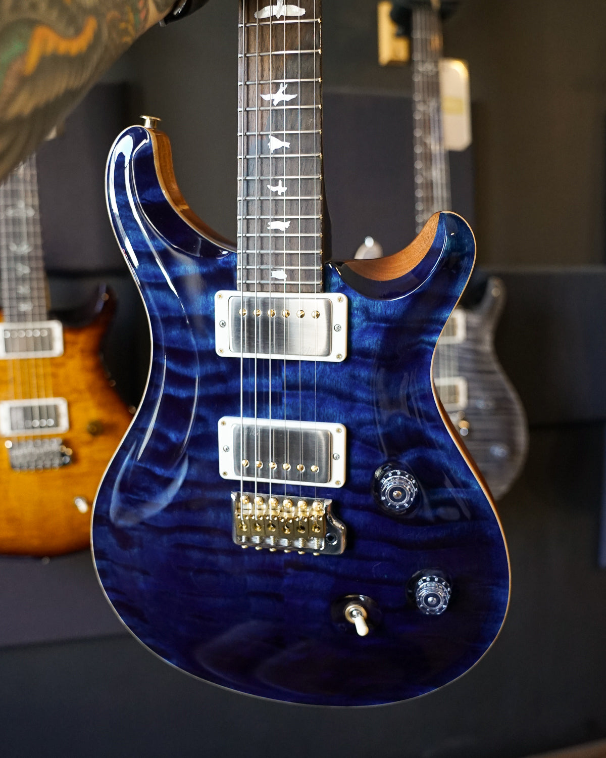 PRS Wood Library Custom 24, Quilt Maple 10 Top / Flame Maple Neck - Whale Blue