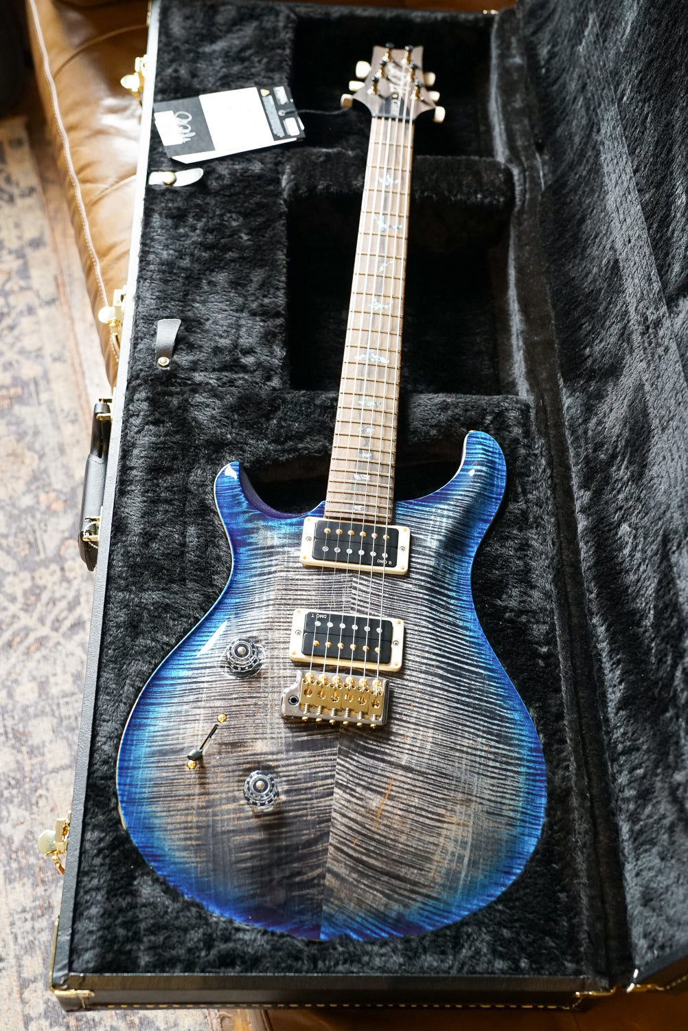 PRS Wood Library Custom 24 Left-Handed, 10 Top - Charcoal Blue Burst