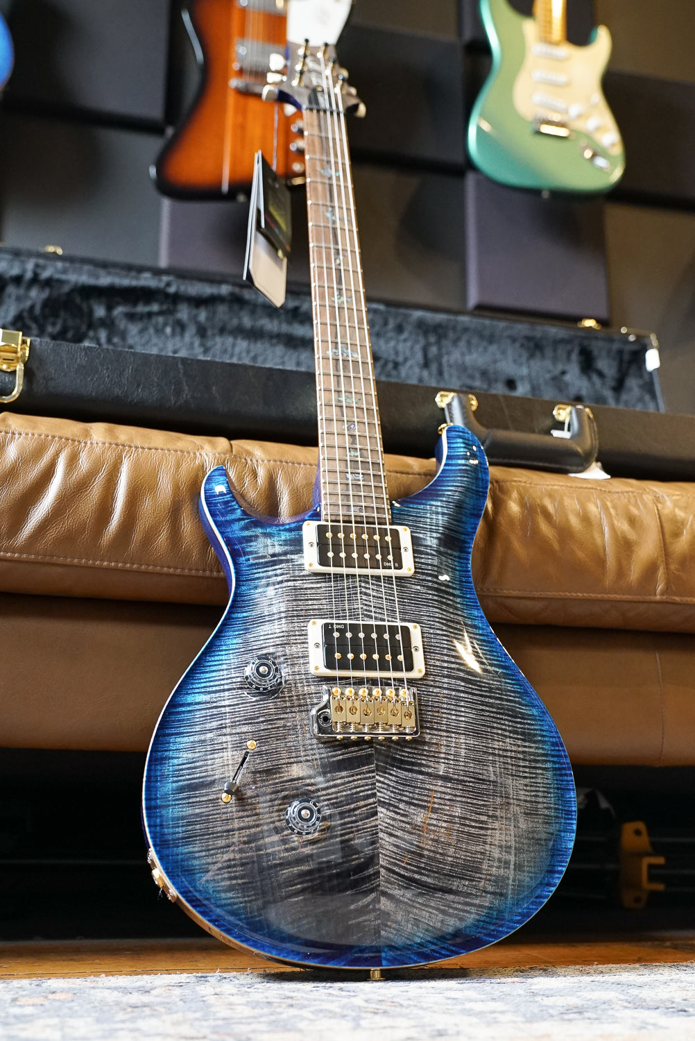 PRS Wood Library Custom 24 Left-Handed, 10 Top - Charcoal Blue Burst