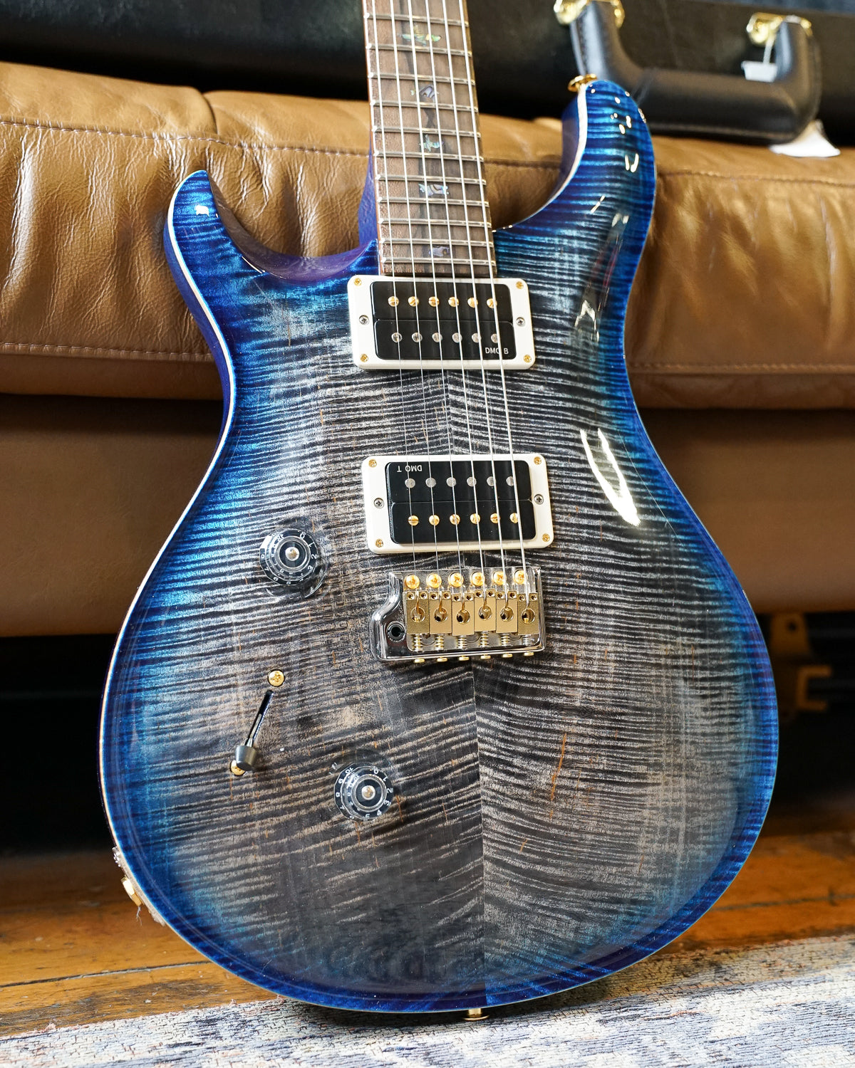 PRS Wood Library Custom 24 Left-Handed, 10 Top - Charcoal Blue Burst