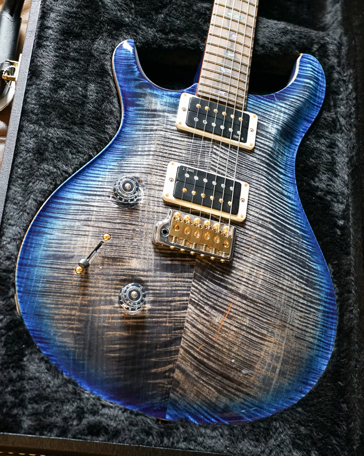 PRS Wood Library Custom 24 Left-Handed, 10 Top - Charcoal Blue Burst