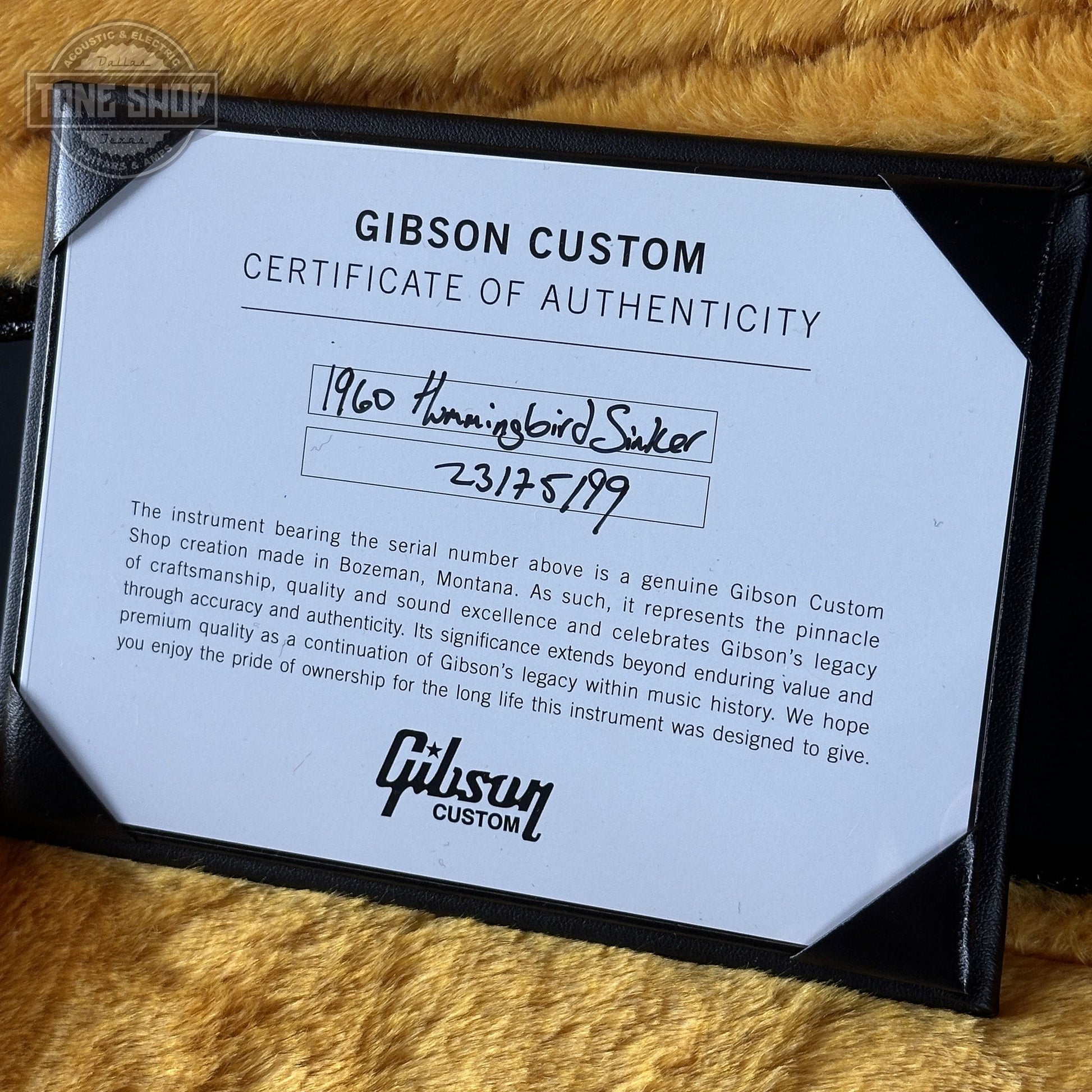 Gibson Custom Dealer Select 1960 Hummingbird Reissue Sinker Heritage Cherry Sunburst w/case 23175199