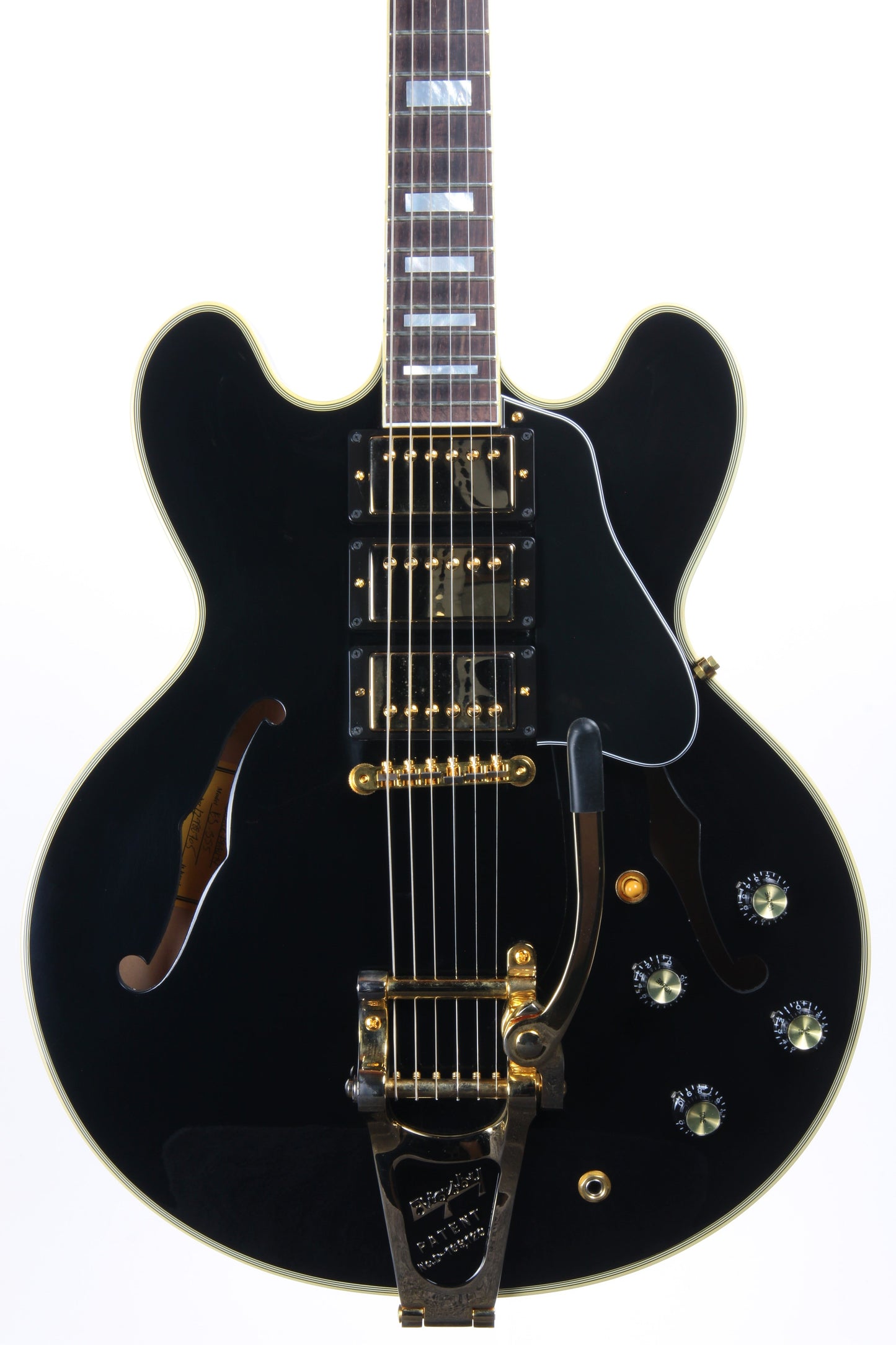 2019 Gibson Memphis Limited Edition ES-355 Black Beauty 3 Pickups Bigsby - Les Paul Custom Ebony