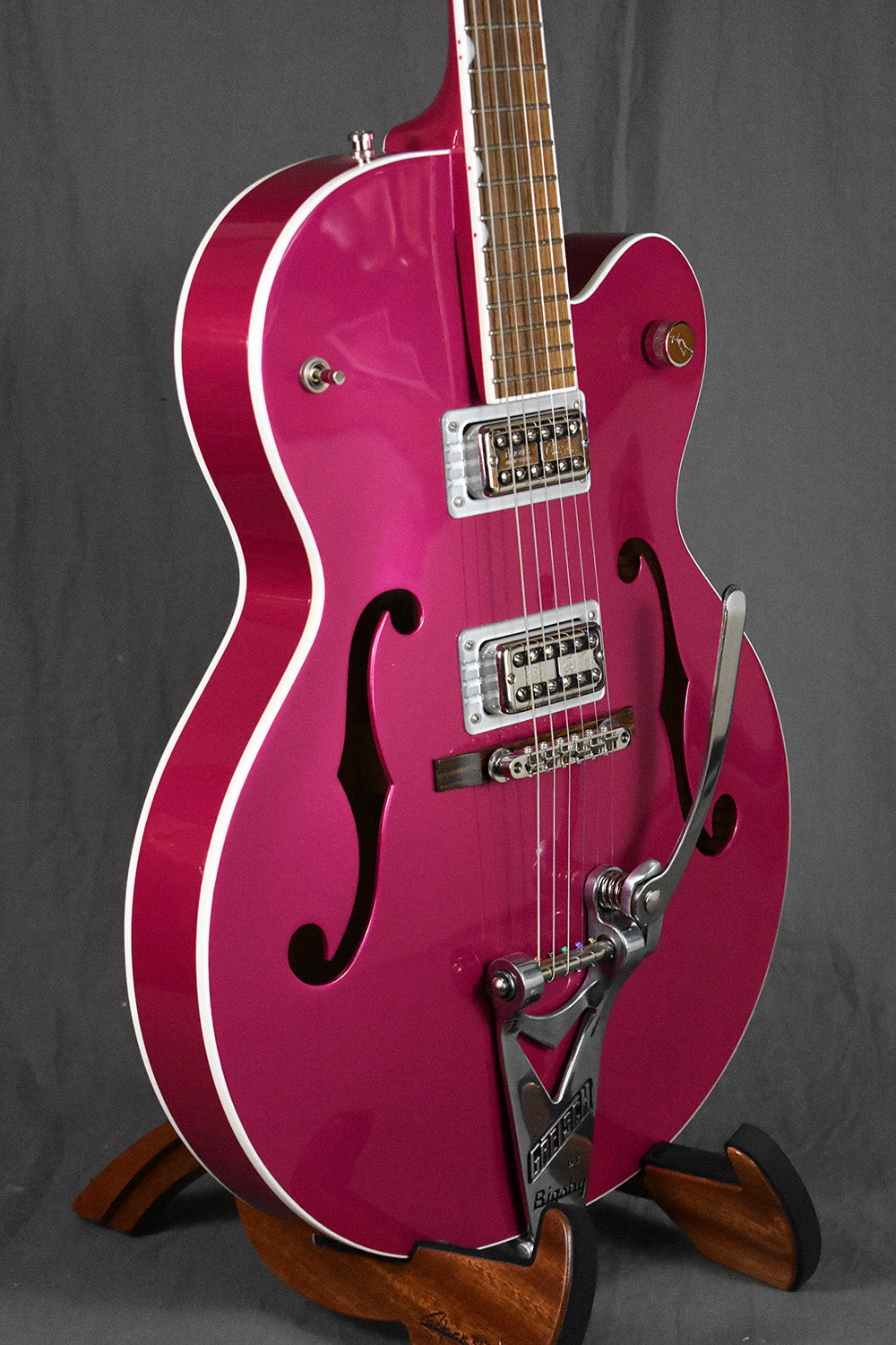 2018 Gretsch Brian Setzer Signature Hot Rod Magenta Prototype Thinline 2.25" (Owned by Brian Setzer)