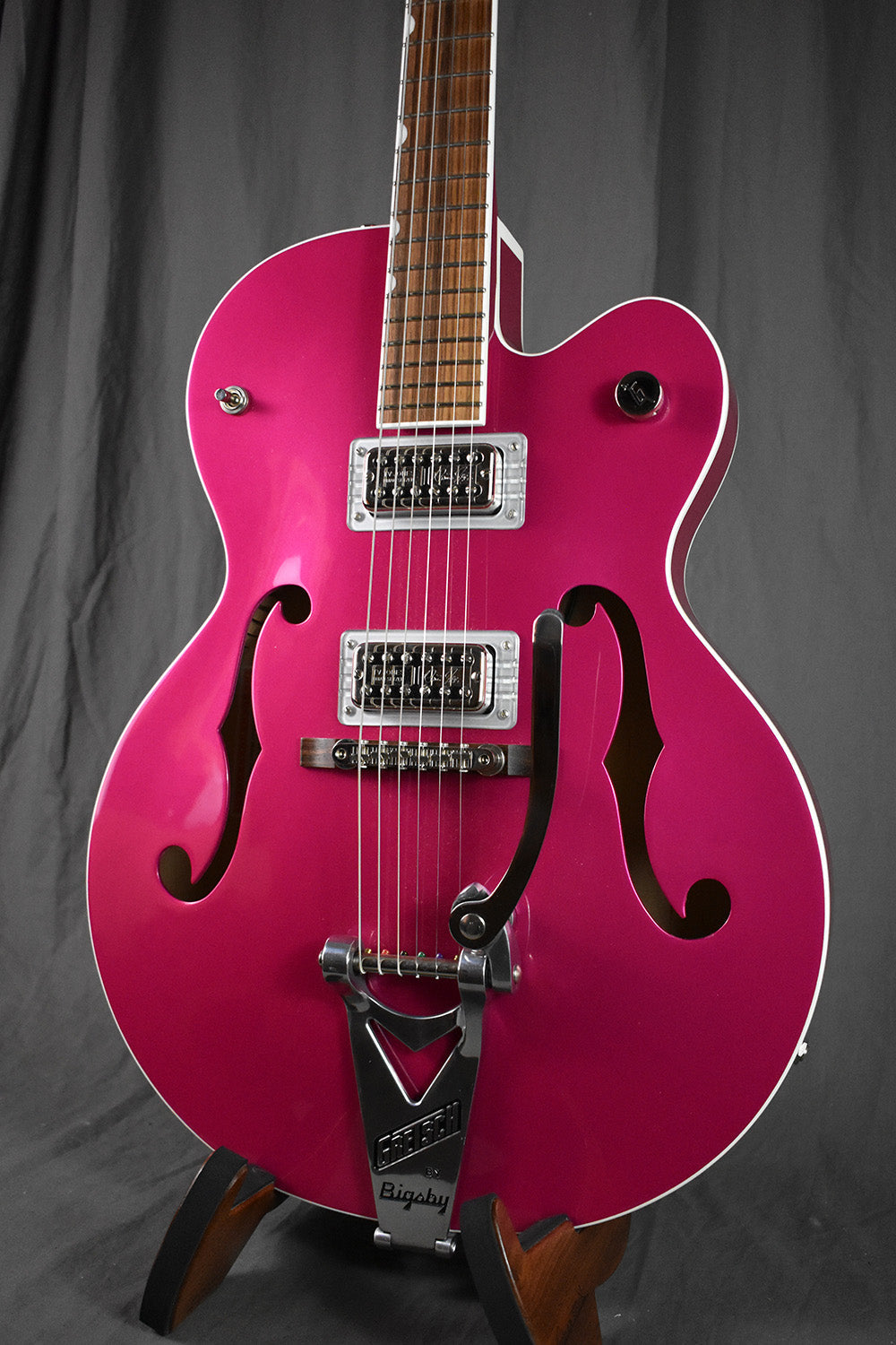 2018 Gretsch Brian Setzer Signature Hot Rod Magenta Prototype Thinline 2.25" (Owned by Brian Setzer)