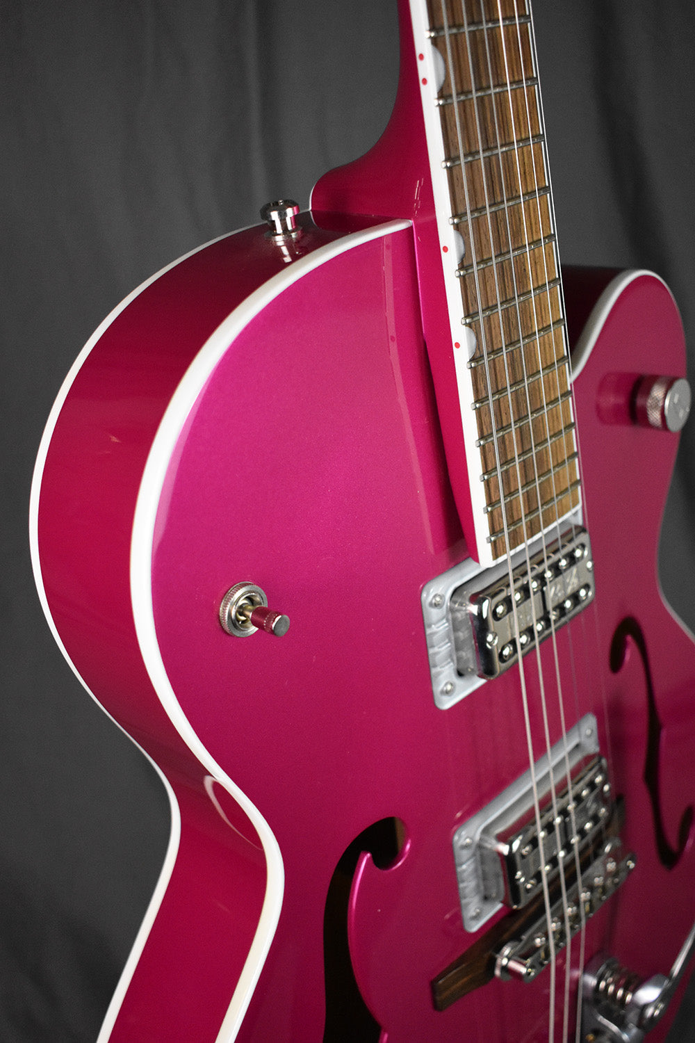 2018 Gretsch Brian Setzer Signature Hot Rod Magenta Prototype Thinline 2.25" (Owned by Brian Setzer)
