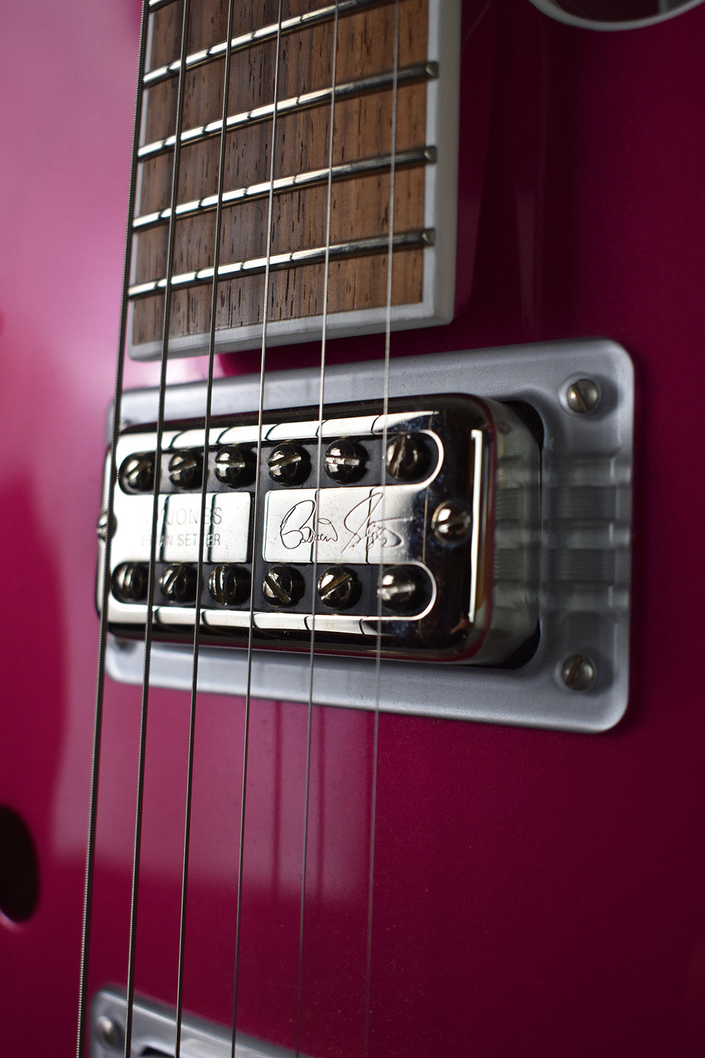 2018 Gretsch Brian Setzer Signature Hot Rod Magenta Prototype Thinline 2.25" (Owned by Brian Setzer)