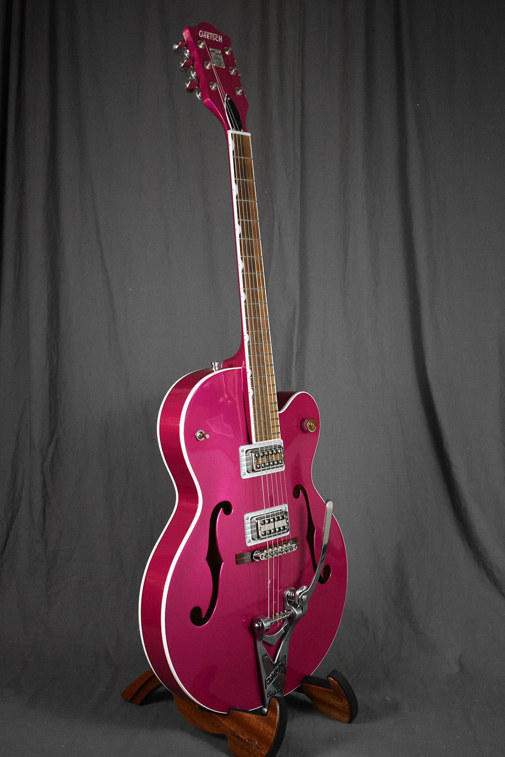 2018 Gretsch Brian Setzer Signature Hot Rod Magenta Prototype Thinline 2.25" (Owned by Brian Setzer)