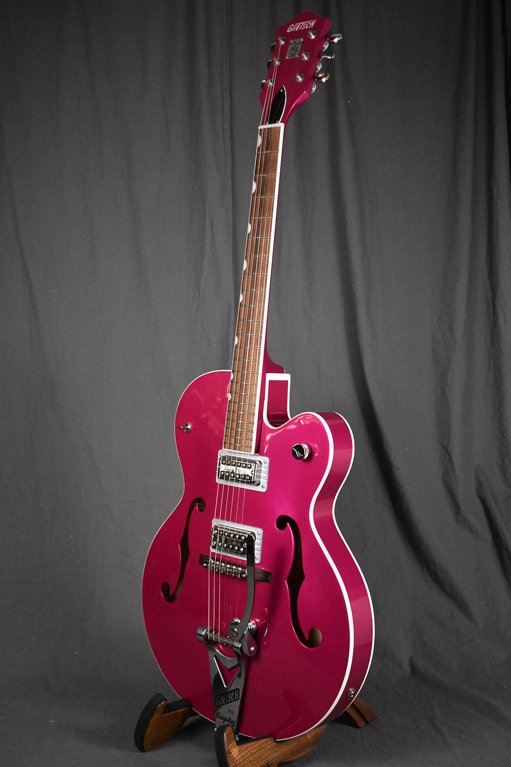 2018 Gretsch Brian Setzer Signature Hot Rod Magenta Prototype Thinline 2.25" (Owned by Brian Setzer)