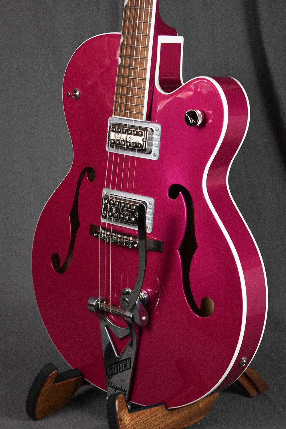 2018 Gretsch Brian Setzer Signature Hot Rod Magenta Prototype Thinline 2.25" (Owned by Brian Setzer)