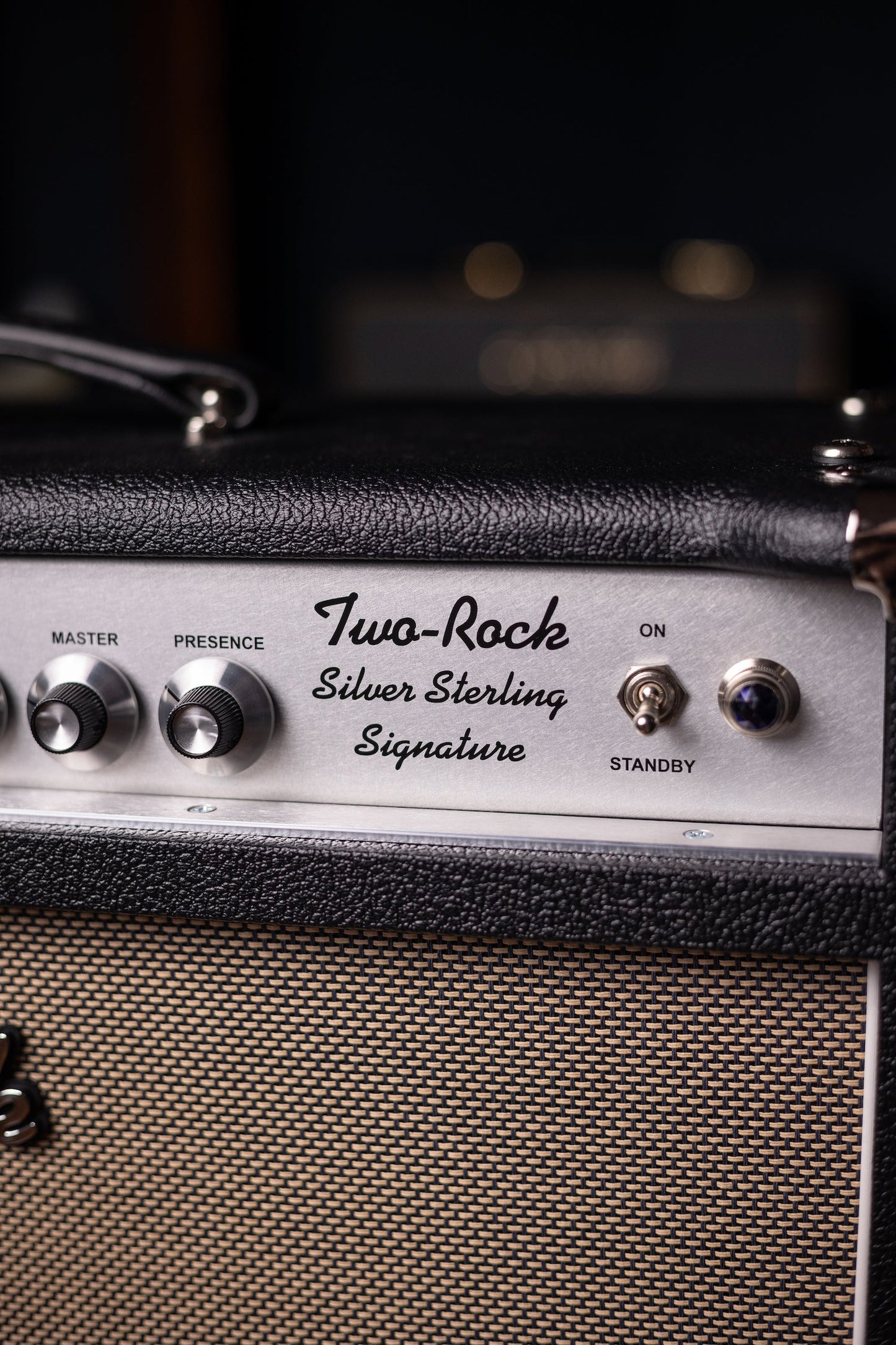 IN STOCK | Two-Rock Silver Sterling Signature 100 Watt Head - Black Bronco, Aged British Black and Tan Cloth, White Piping, Silver Knobs