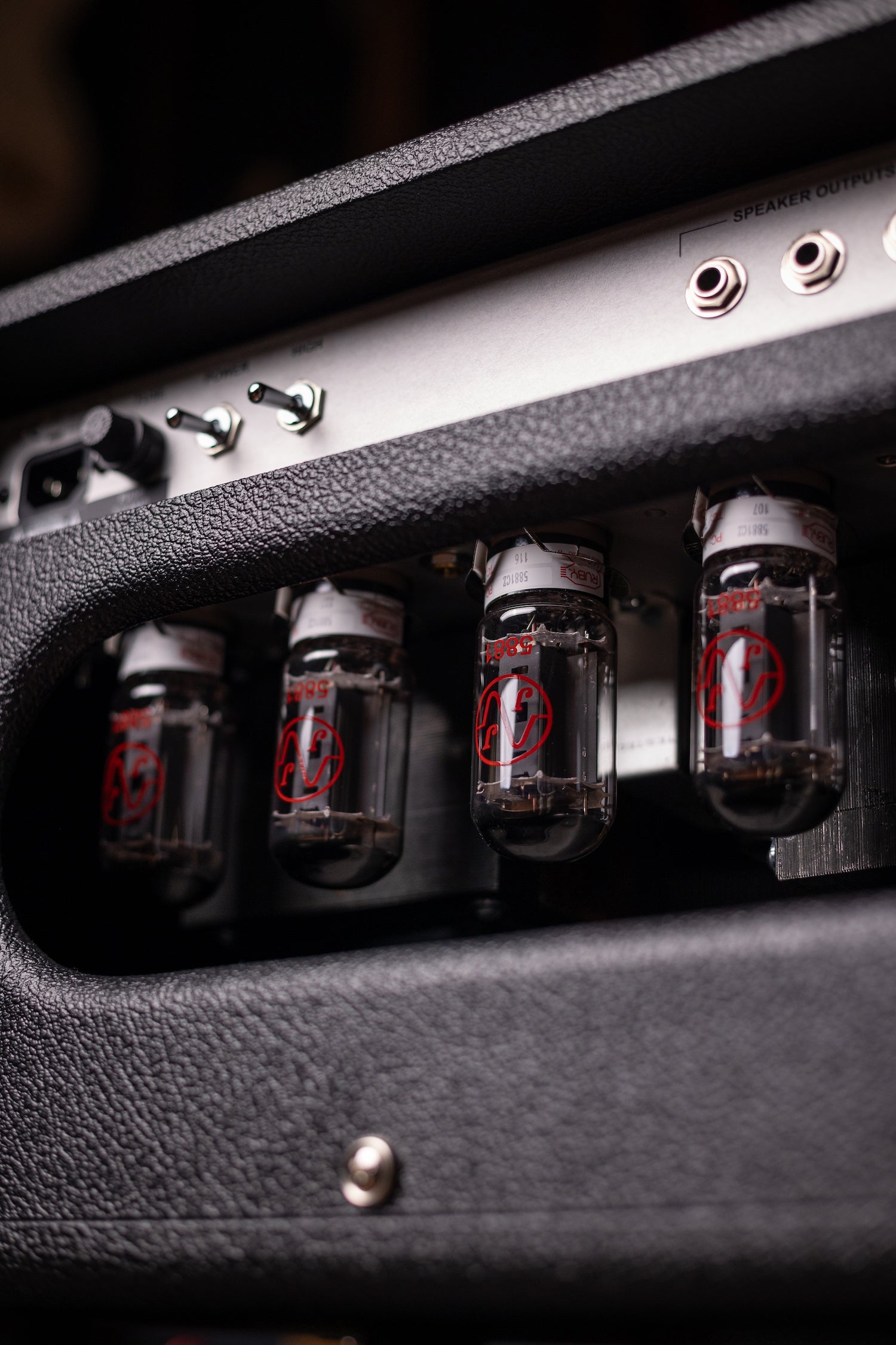 IN STOCK | Two-Rock Silver Sterling Signature 100 Watt Head - Black Bronco, Aged British Black and Tan Cloth, White Piping, Silver Knobs