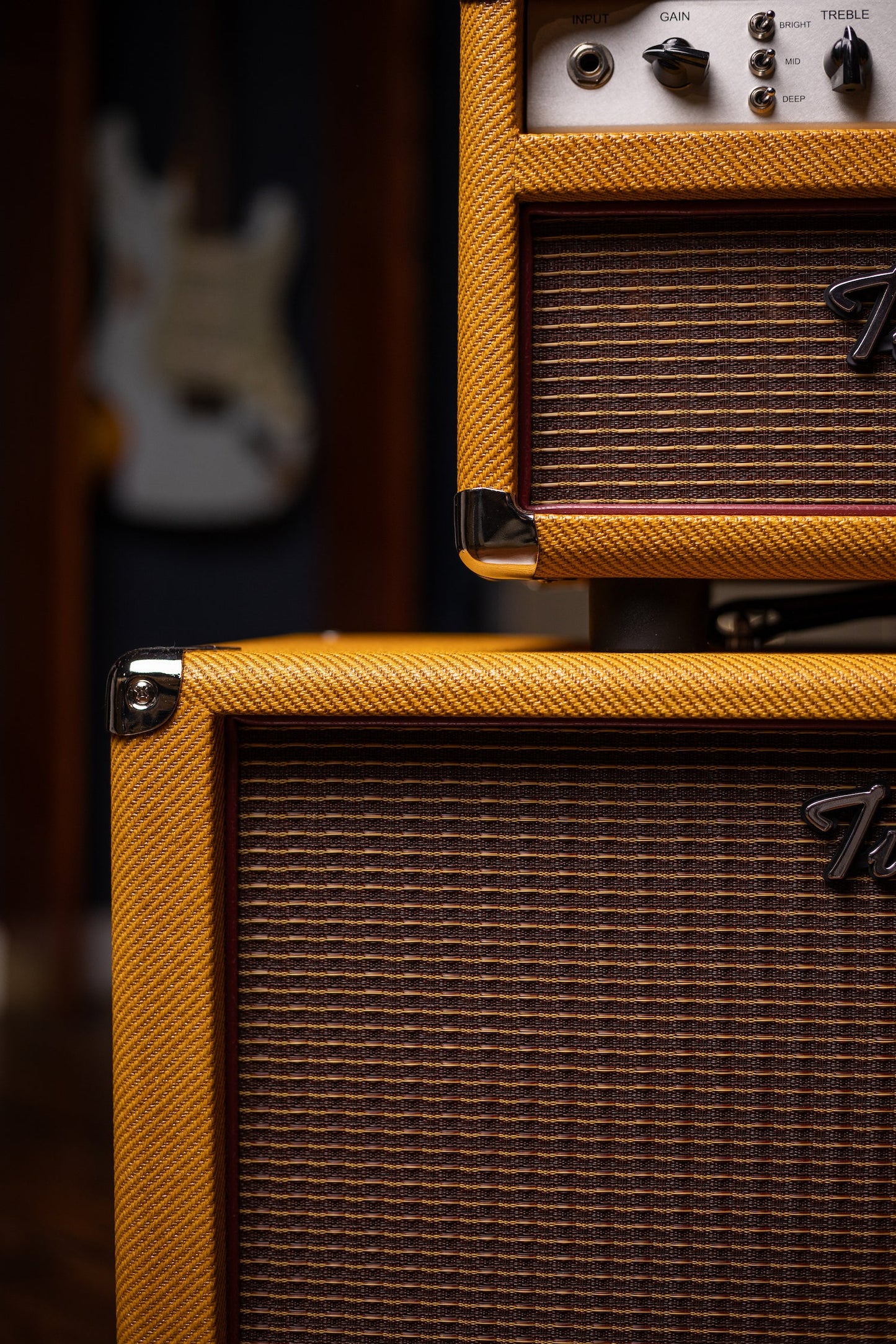 Two-Rock Studio Signature 120v Head and 1x12 Open Back 2R12 Speaker Cabinet - Amber Lacquered Tweed, Silver Anodized, Oxblood Stripe Cloth, Black Knobs, Maroon Pipping
