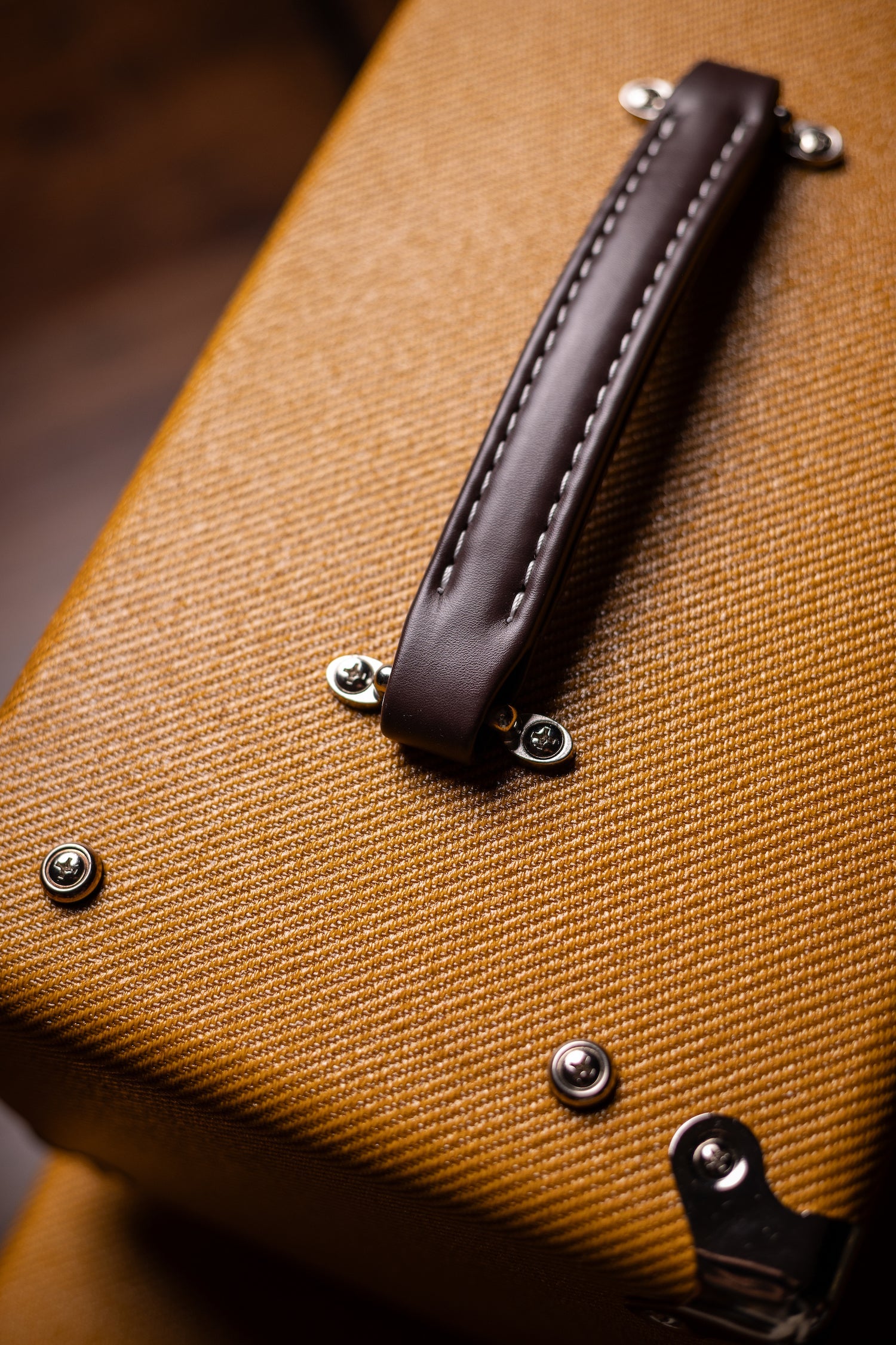Two-Rock Studio Signature 120v Head and 1x12 Open Back 2R12 Speaker Cabinet - Amber Lacquered Tweed, Silver Anodized, Oxblood Stripe Cloth, Black Knobs, Maroon Pipping