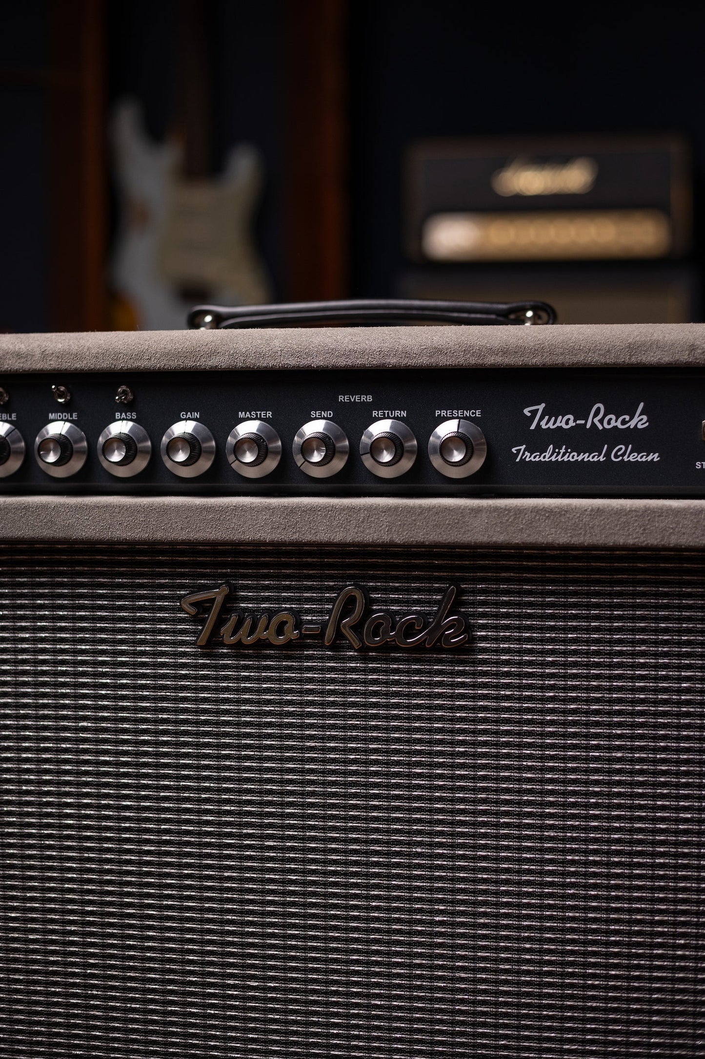 IN STOCK | Two-Rock Traditional Clean 100 Watt 1x12” Tube Combo Amp - Dark Grey Suede, Vintage Silver Cloth, Black Piping, Silver Knobs
