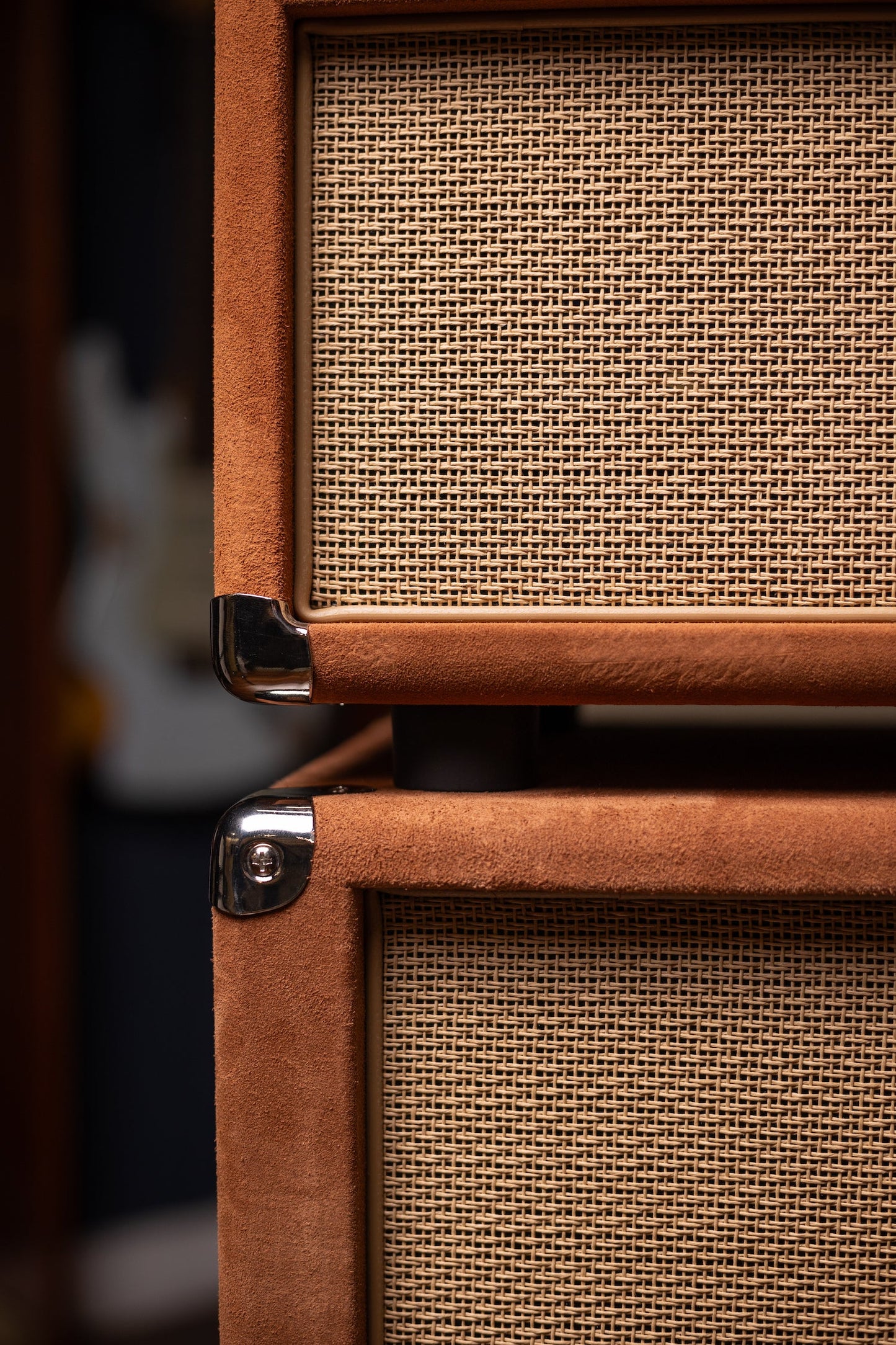 Two-Rock Bloomfield Drive 100/50w Tube Head and Cabinet - Tobacco Suede, Cane Cloth, Silver Anodized, Buckskin Piping, Silver Knobs, TR12 Speakers