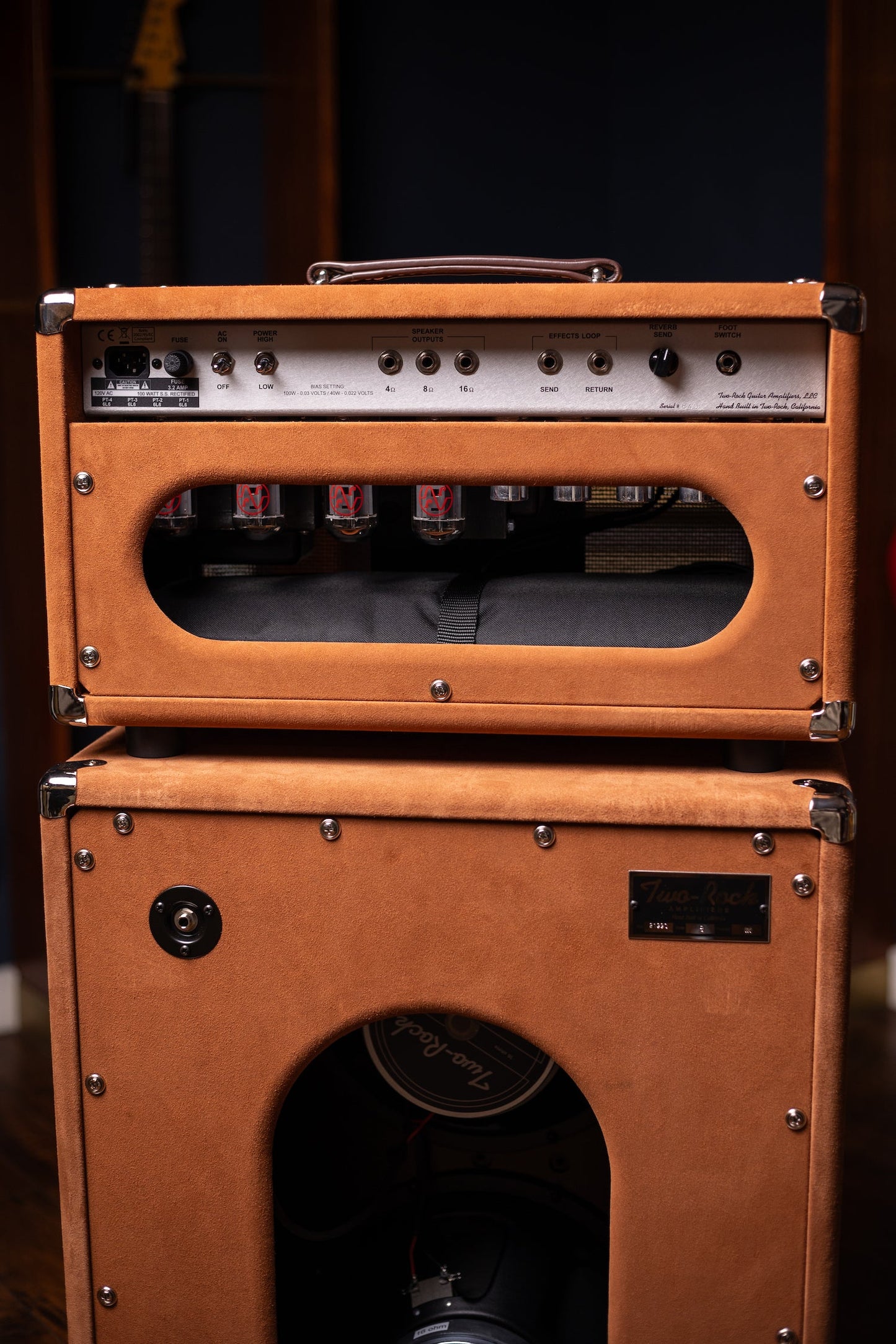 Two-Rock Bloomfield Drive 100/50w Tube Head and Cabinet - Tobacco Suede, Cane Cloth, Silver Anodized, Buckskin Piping, Silver Knobs, TR12 Speakers