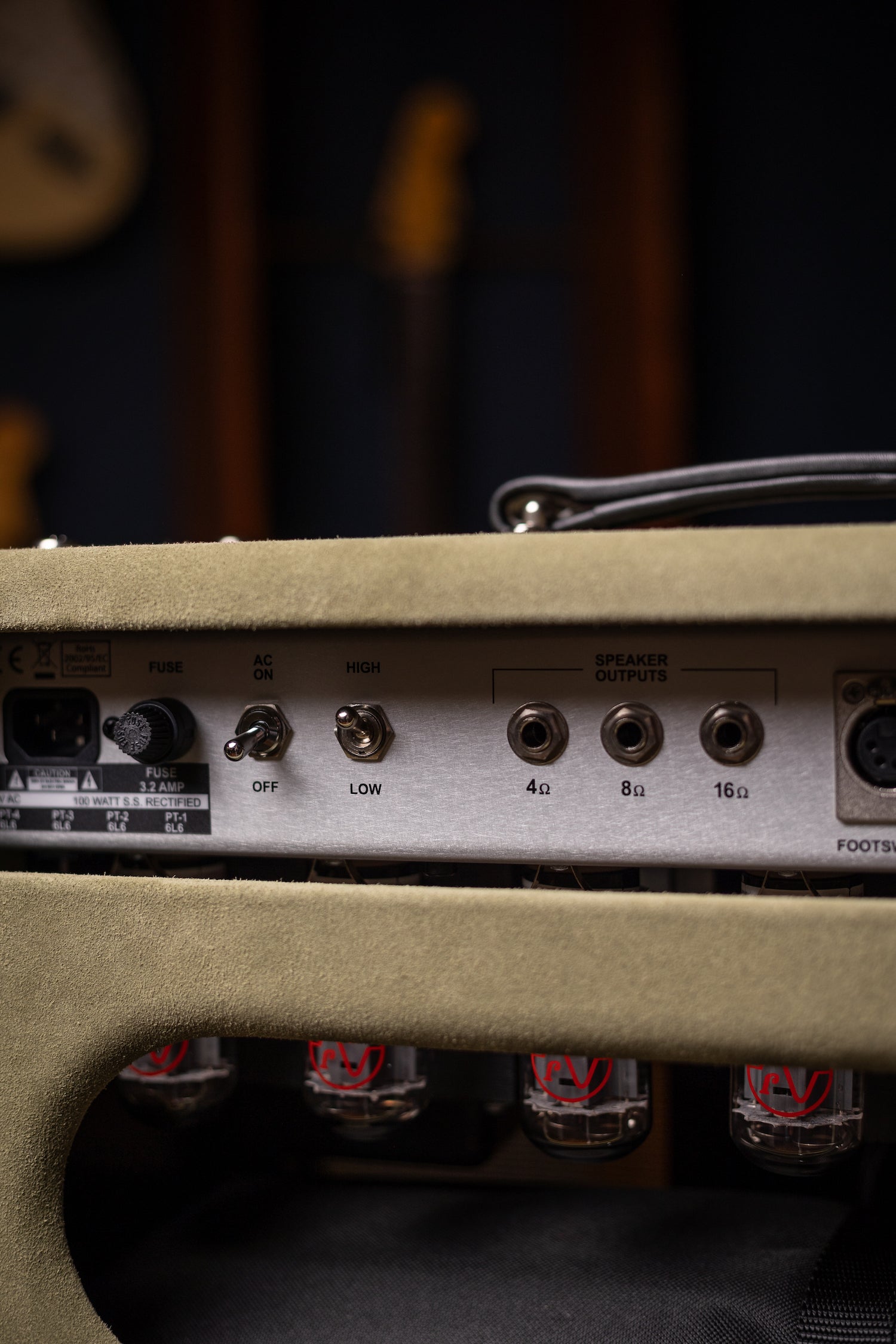 Two-Rock Classic Reverb Signature 100 Watt Head And TR12 Speaker 2x12 Extension Cabinet - Moss Green Suede, Vintage Gold Cloth, Beige Piping, Silver Anodize