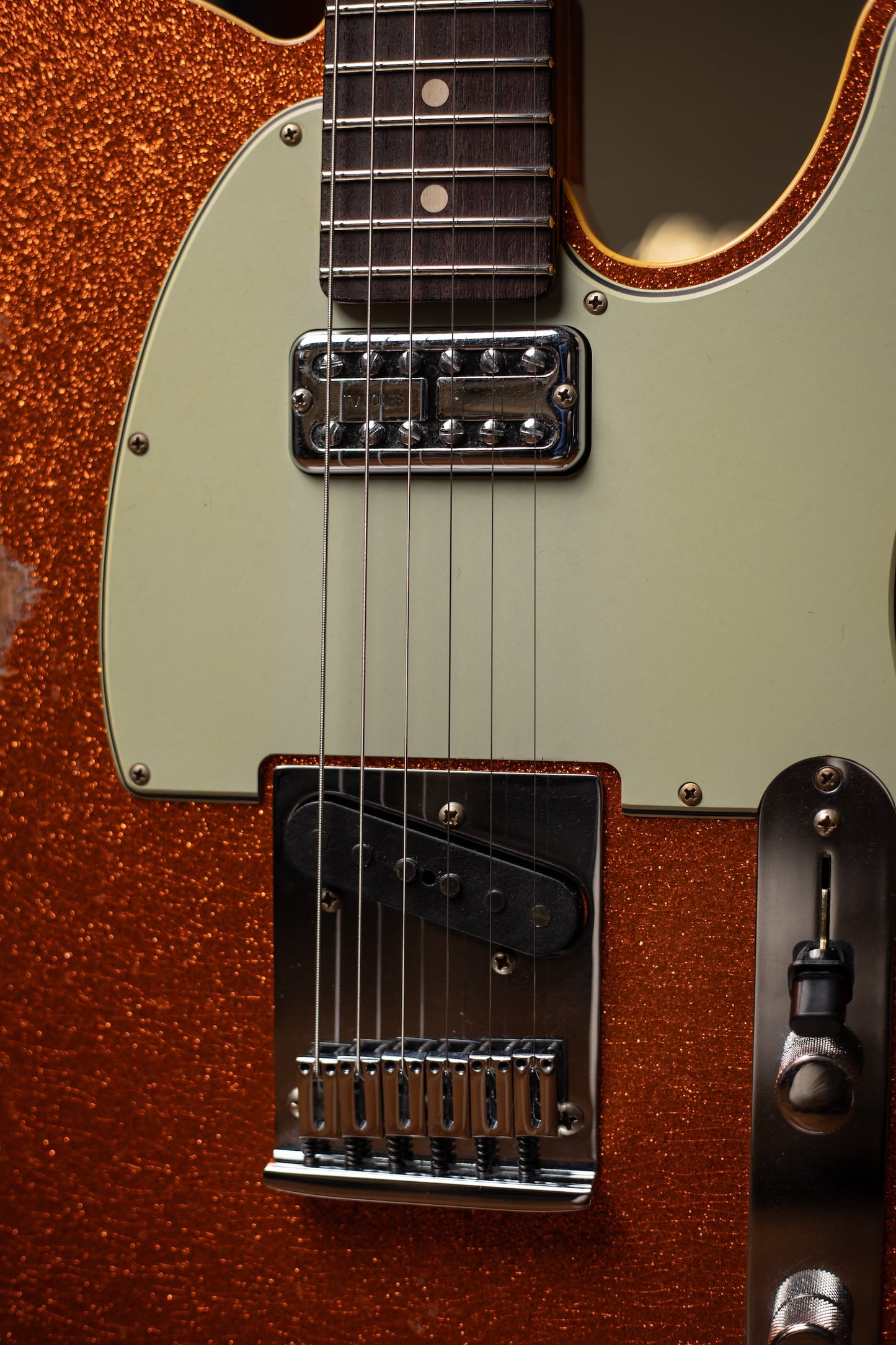 Fender Dual Stack HS Tele Relic Electric Guitar - Orange Sparkle Top with Natural Body