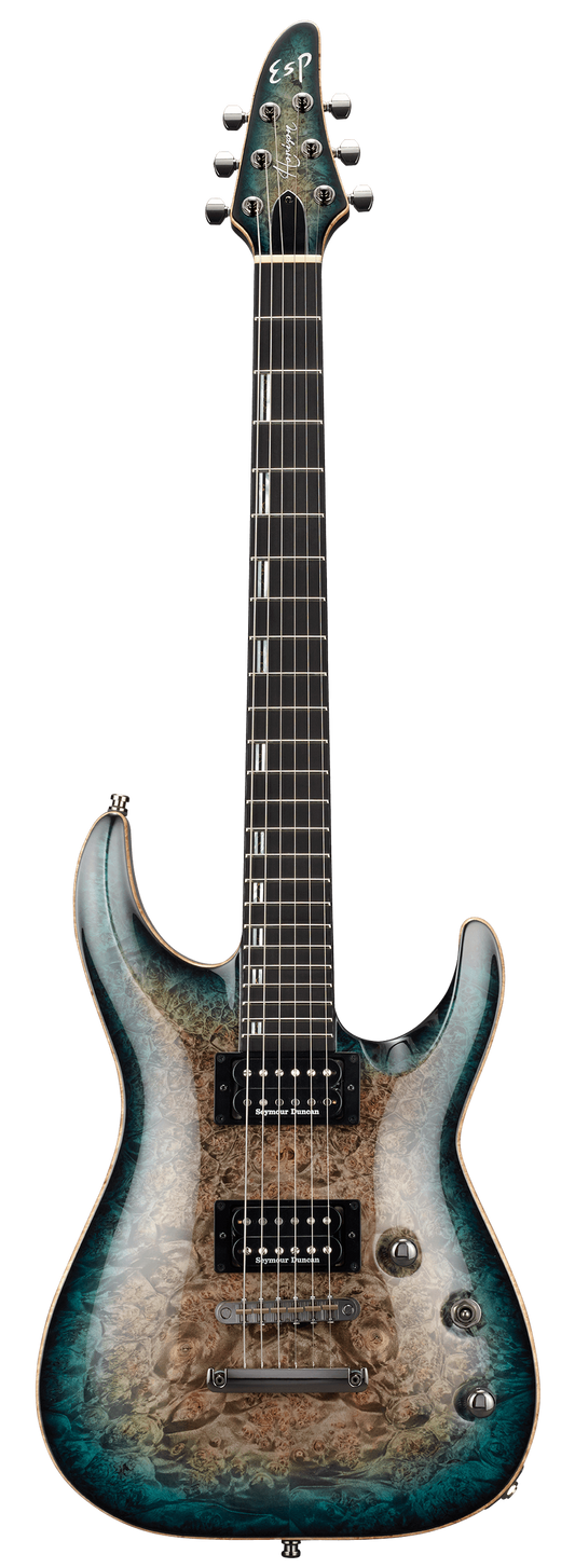 ESP Custom Shop Original Series Horizon CTM NT Burled Maple - Reptile Blue Burst
