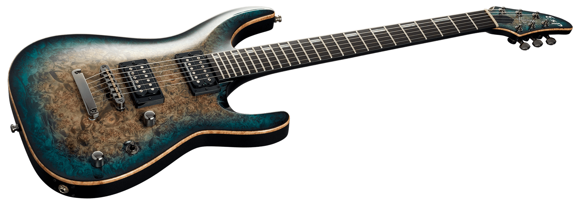 ESP Custom Shop Original Series Horizon CTM NT Burled Maple - Reptile Blue Burst