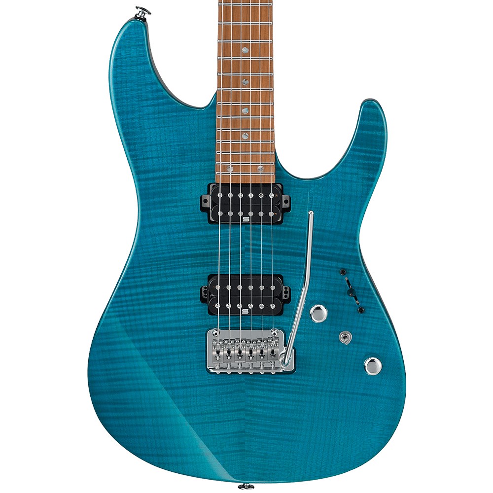 Ibanez MM1 TAB Martin Miller Signature Electric Guitar in Hard Case Transparent Aqua Blue