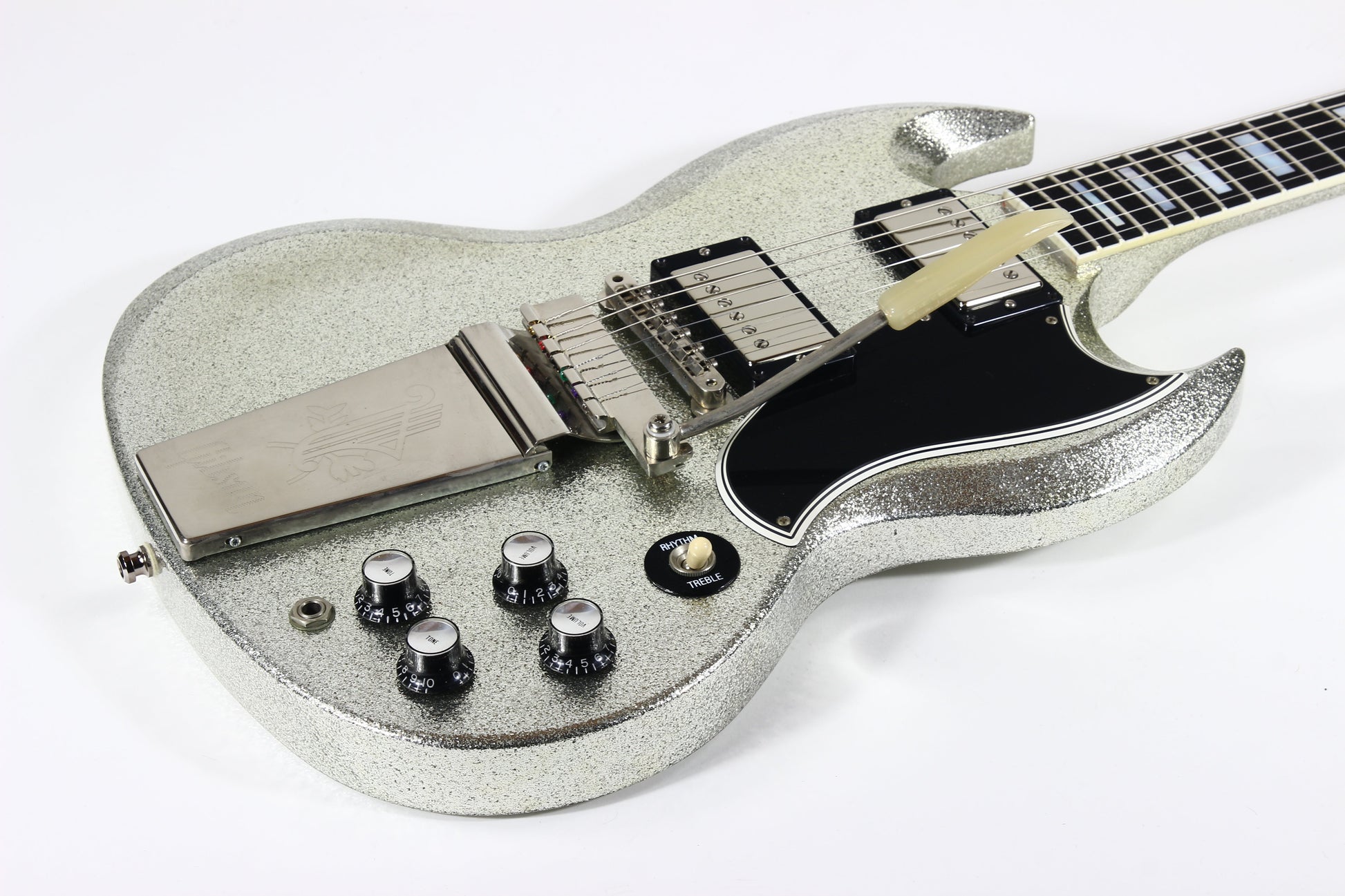 2007 Gibson Custom Shop SPARKLE Silver SG Les Paul Custom w Maestro