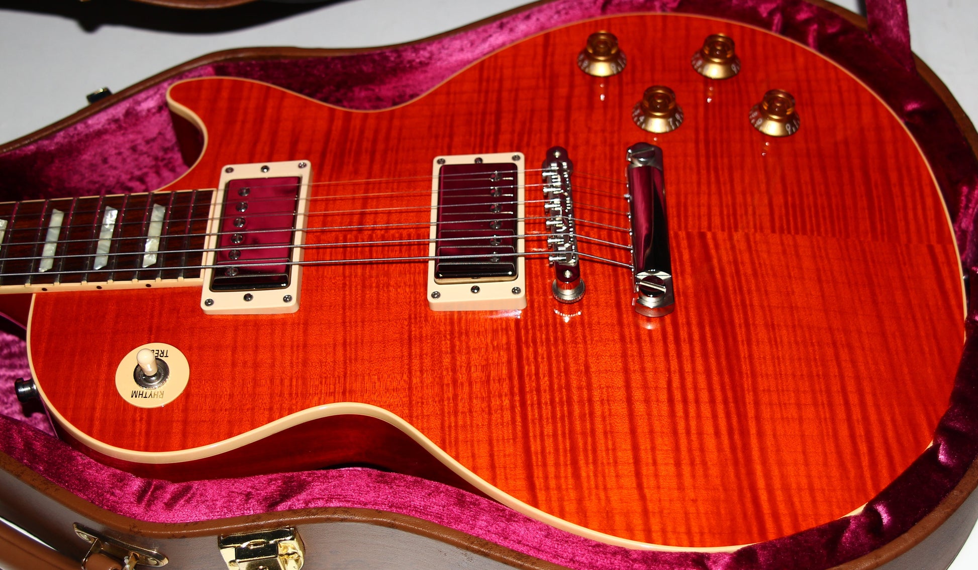Gibson Custom Shop Les Paul Standard F Figured Trans Orange Flametop Electric Guitar