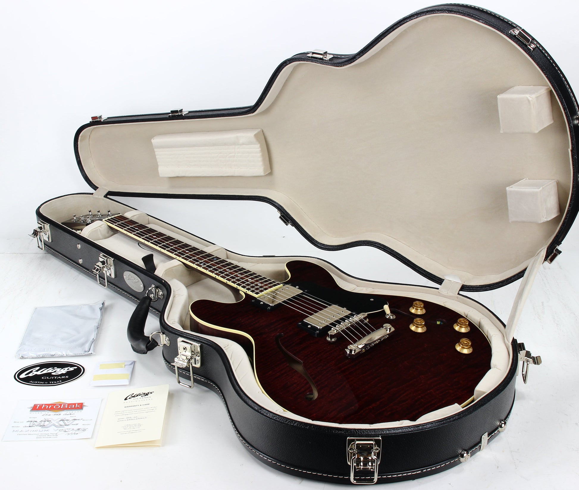 2023 Collings i35 LC Premium OXBLOOD Electric Guitar | Throbak Humbuckers, Semi-Hollow Body,  Finish