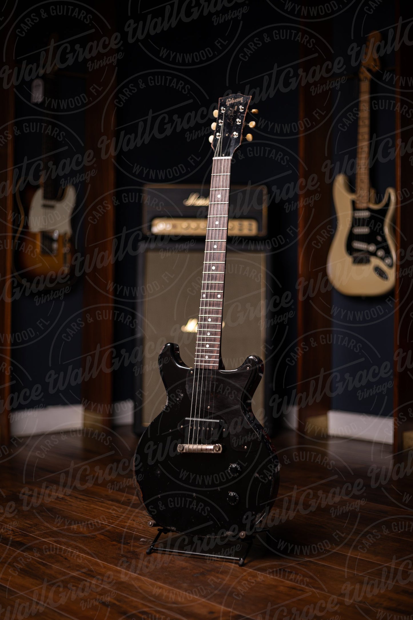 Gibson Custom Shop 1960 Les Paul Junior Double Cut Reissue Murphy Lab Ultra Heavy Aged Electric Guitar - Ebony