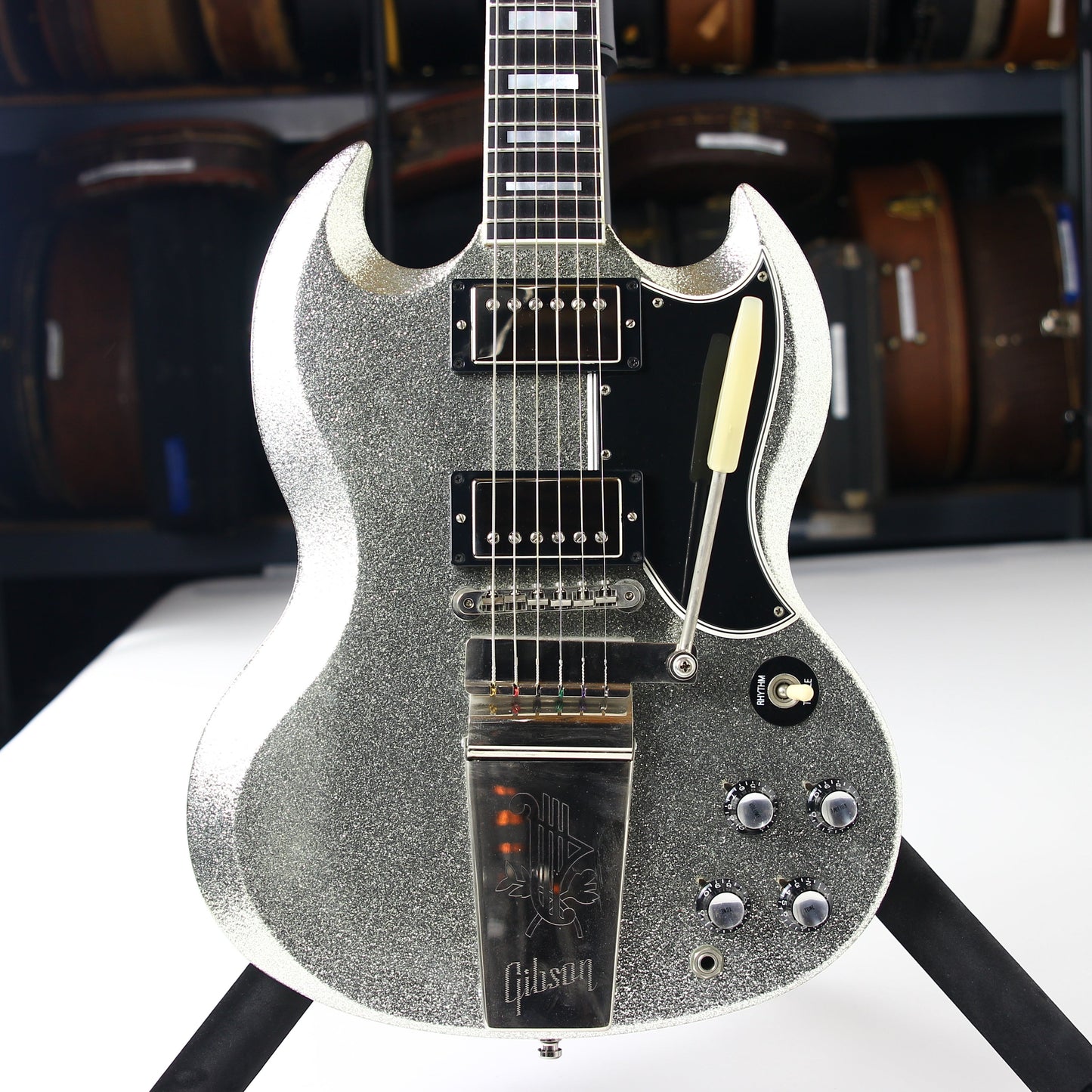 2007 Gibson Custom Shop SPARKLE Silver SG Les Paul Custom w Maestro